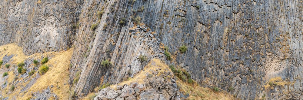 Basalt columns rock formation at Garni Gorge below garni temple