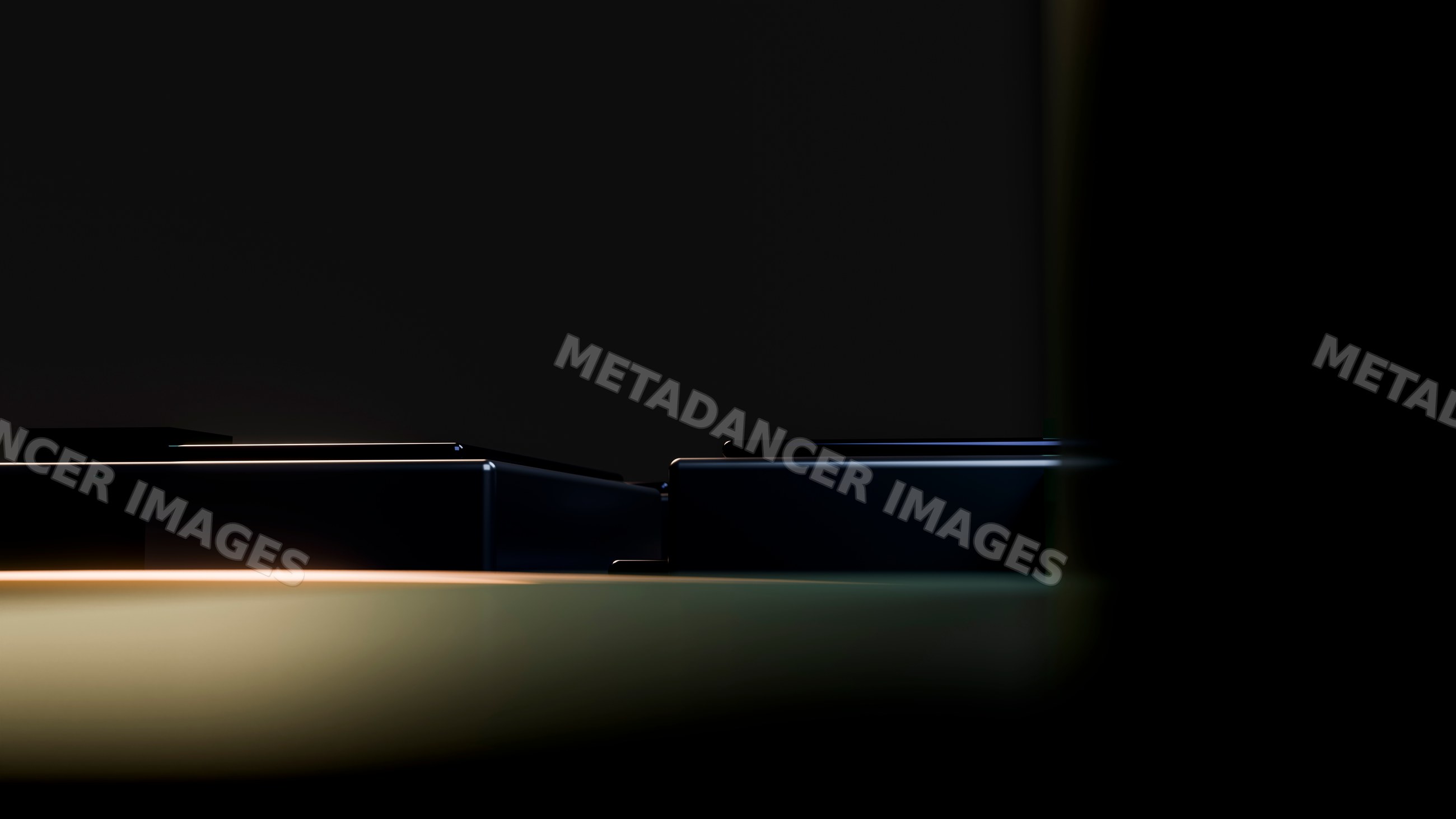 Close-up of black piano keys on a grand piano