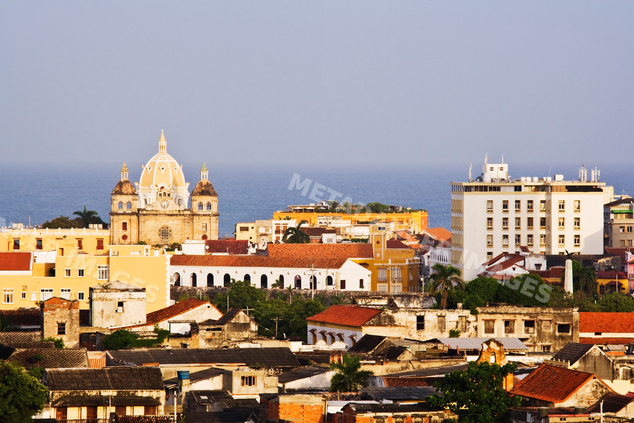 Iglesia de san pedro claver and rooftops, colombia
