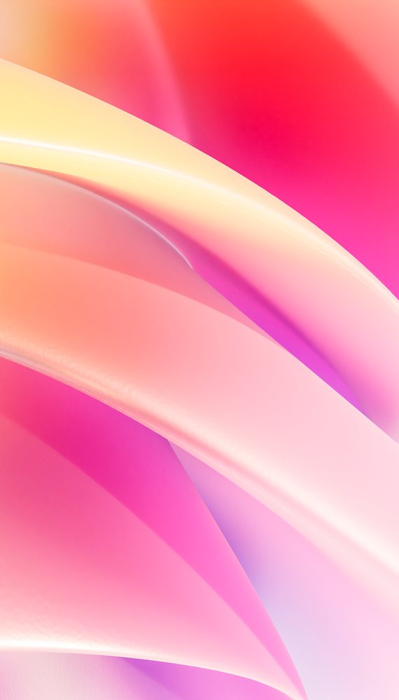Abstract curved shapes with soft pink and orange gradient background
