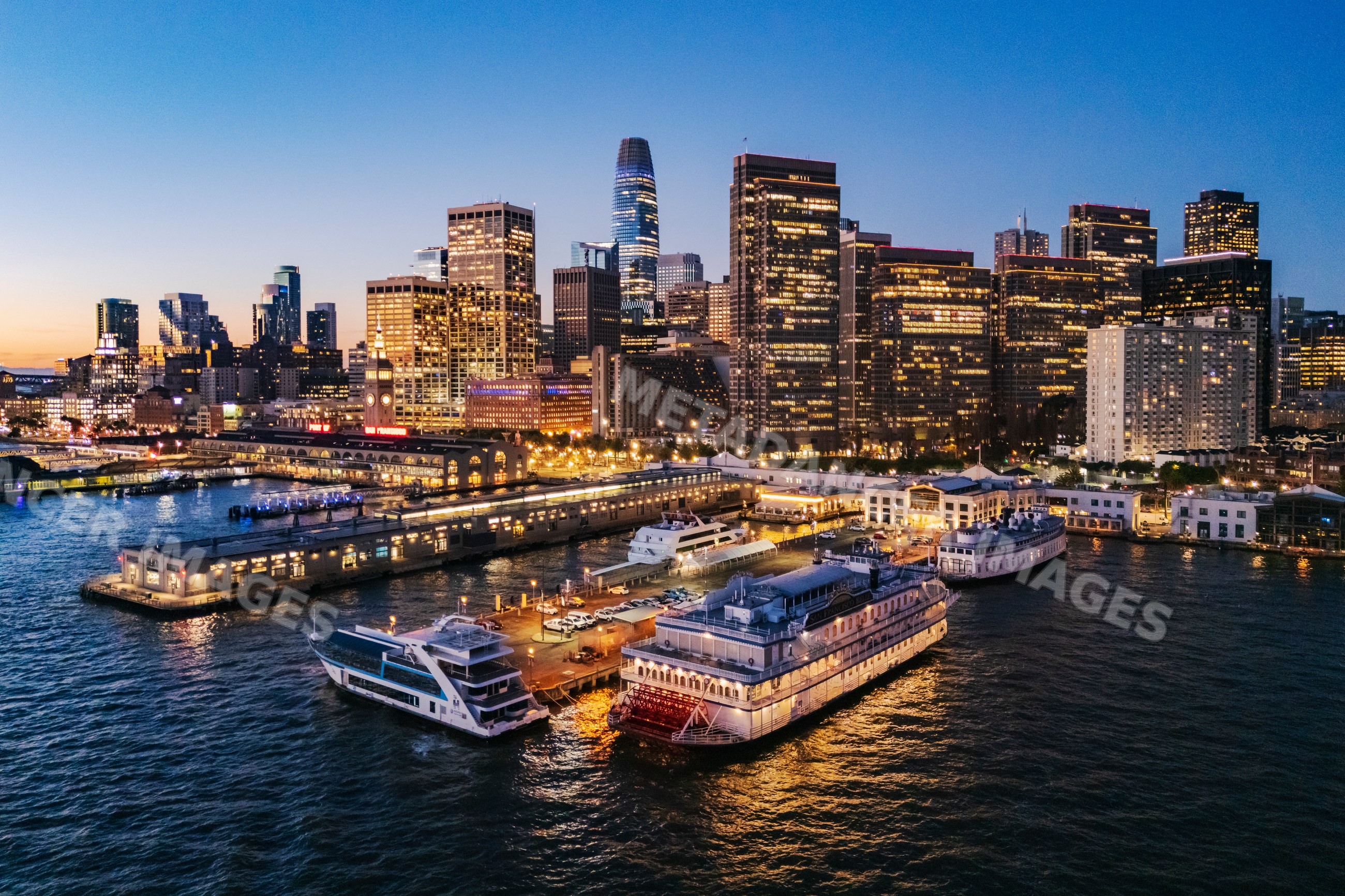San Francisco Skyline with the Embarcadero waterfront and pier 7