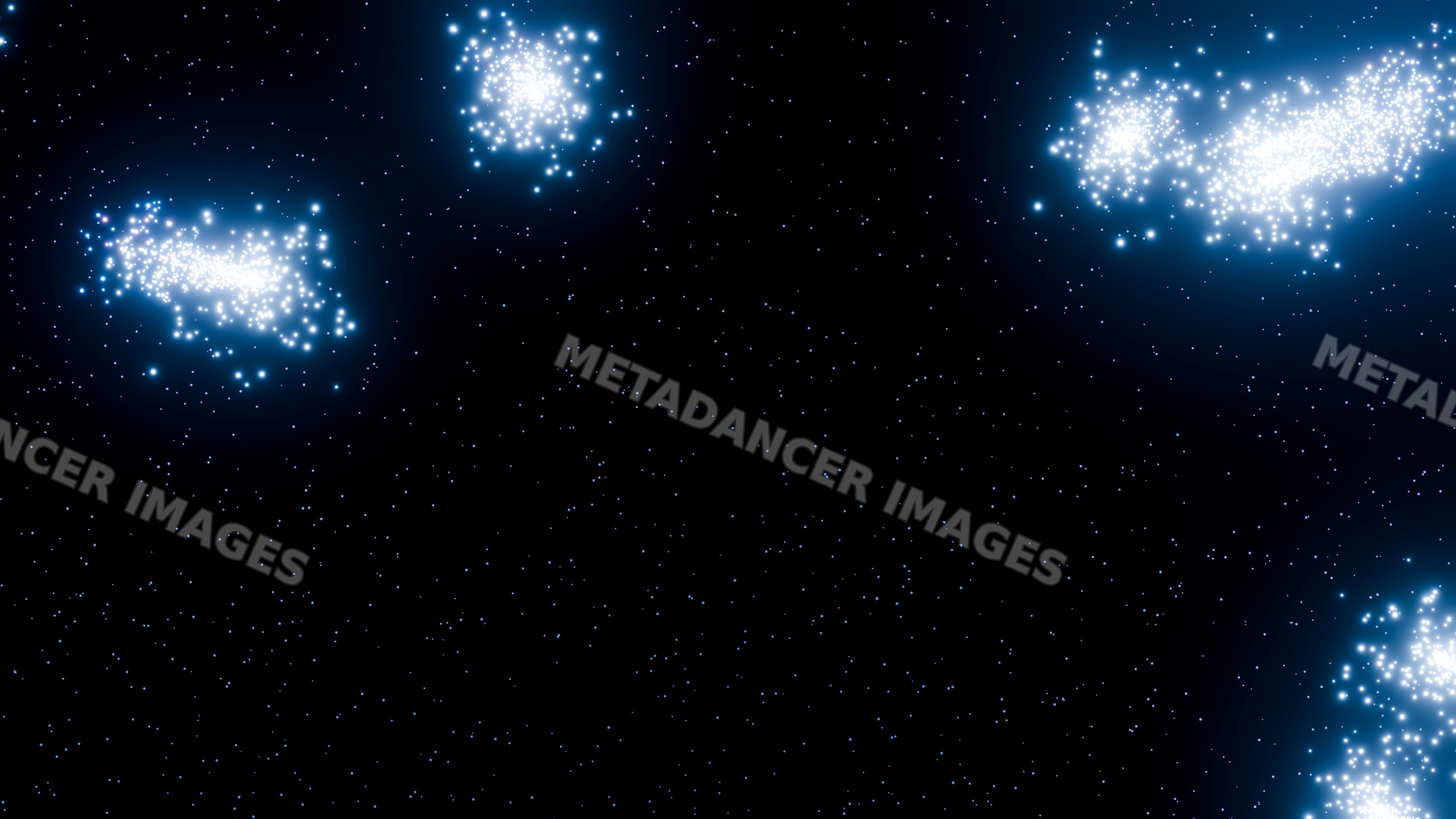 Glowing galaxy clusters in dark outer space with stars