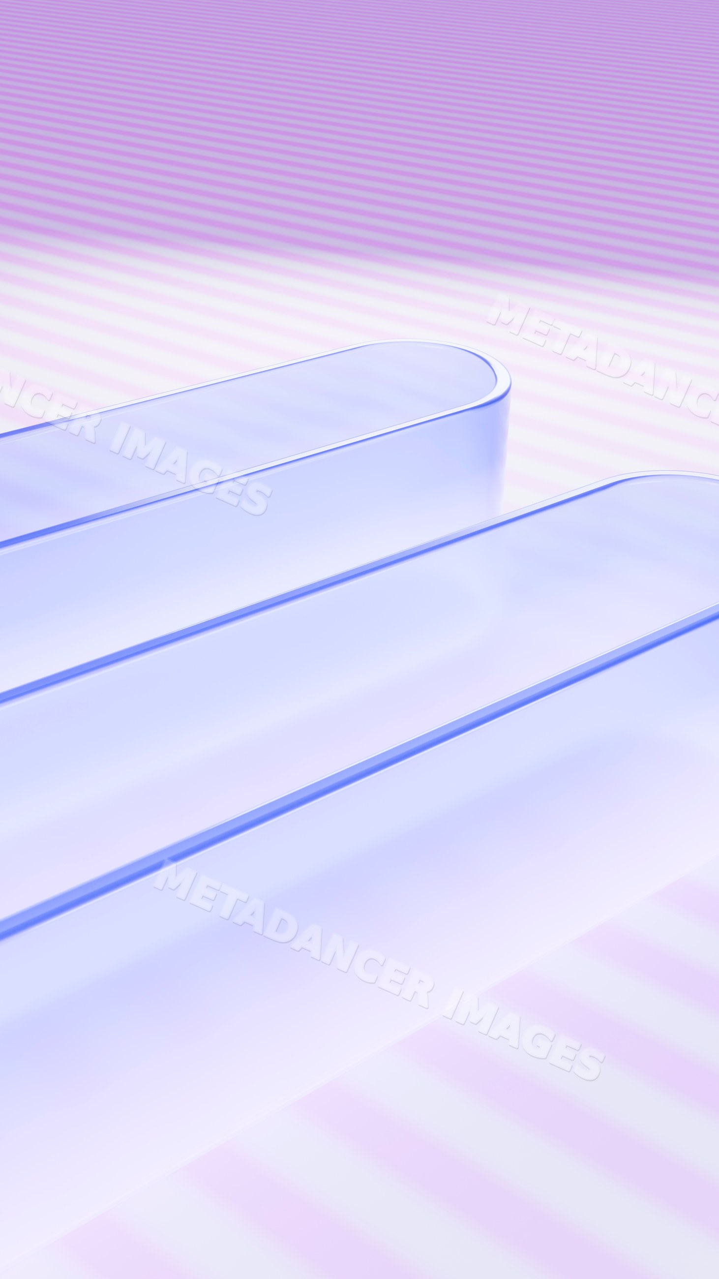 Transparent glass tubes with smooth edges on purple striped background
