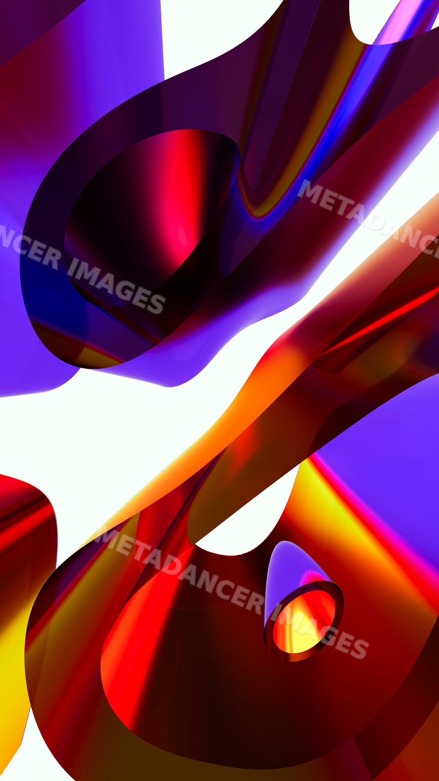 Abstract colorful 3d folded and curved shapes with glossy surfaces