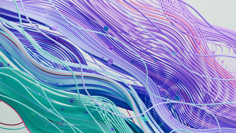 Flowing colorful abstract strands in digital illustration