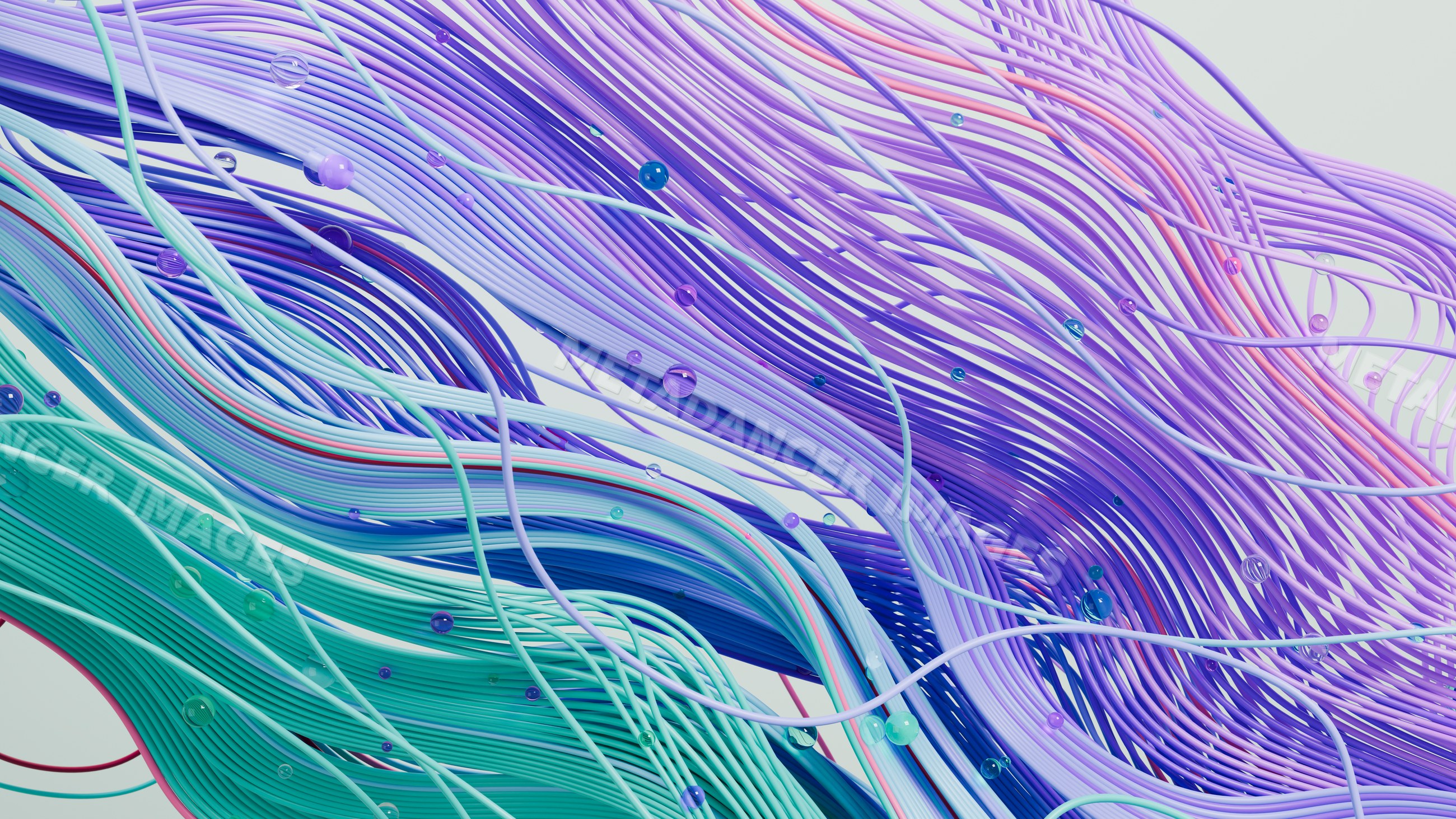 Flowing colorful abstract strands in digital illustration