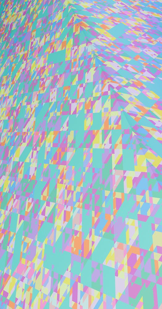 An abstract digital pattern composed of colorful geometric shapes