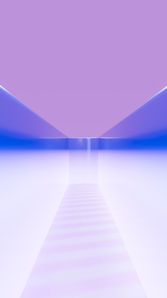 Abstract digital corridor with purple and blue gradient lighting