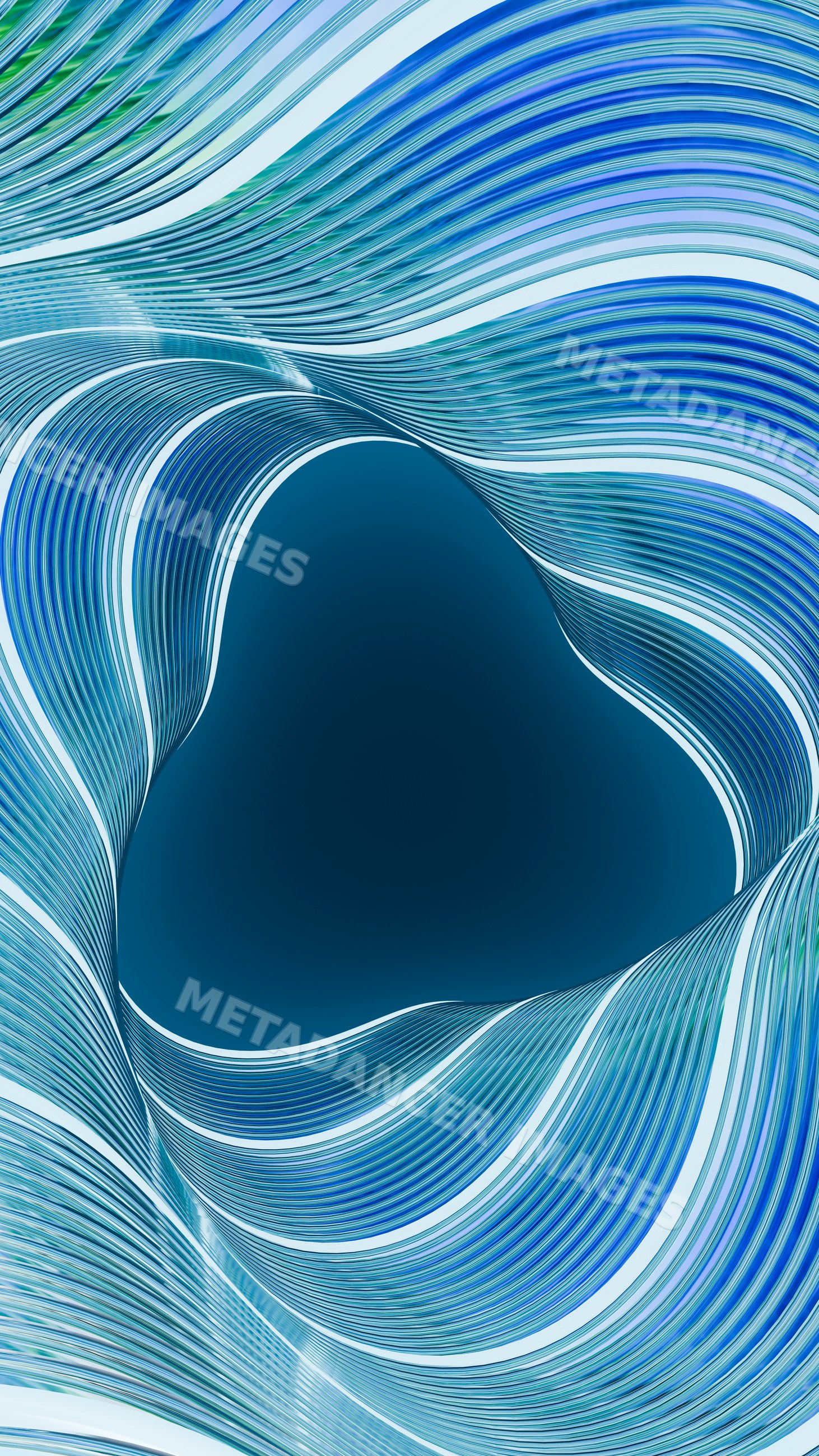Abstract blue wave ribbons twisting in digital art illustration