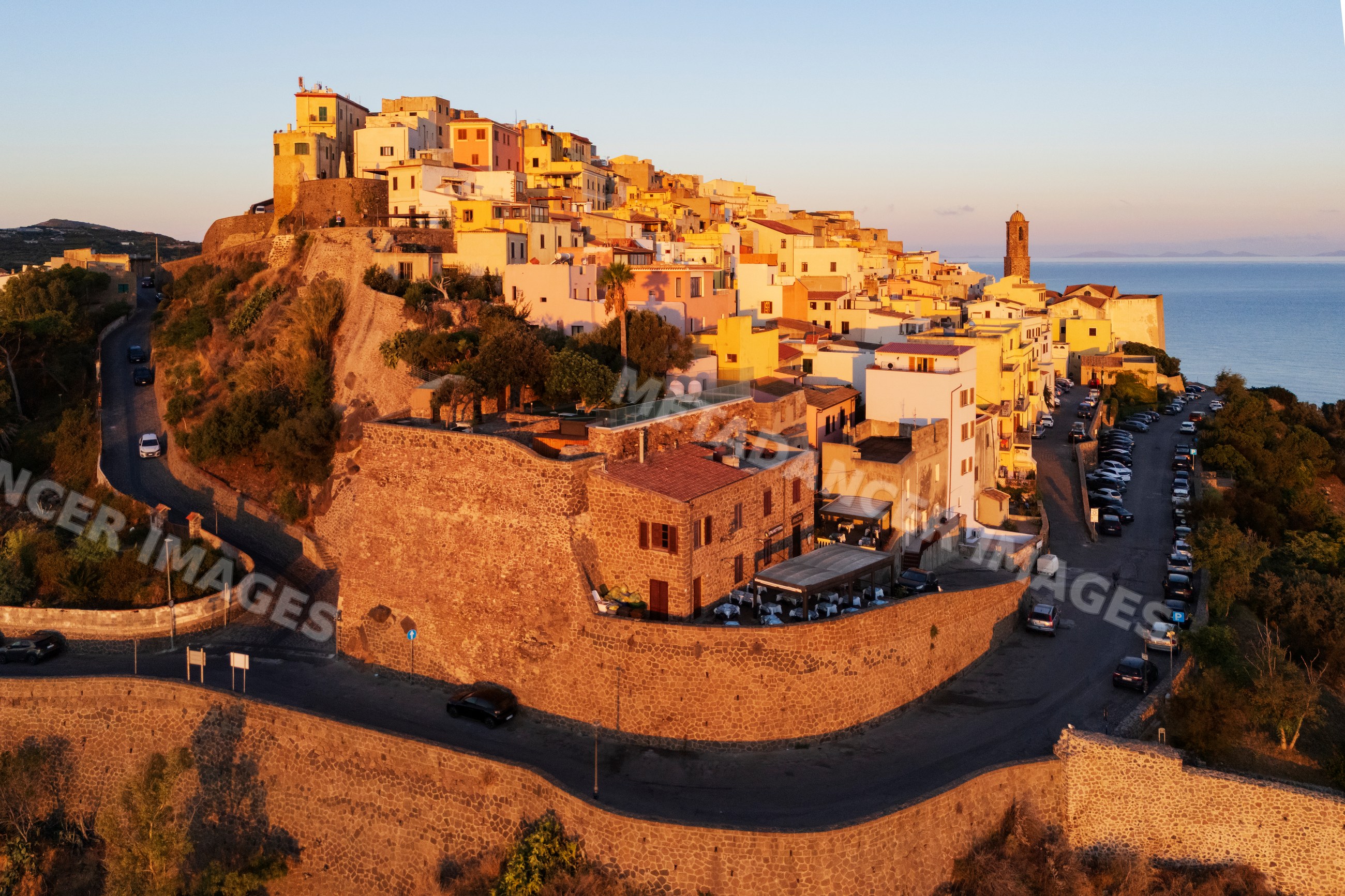 Castelsardo village at Sunrise on hilltop