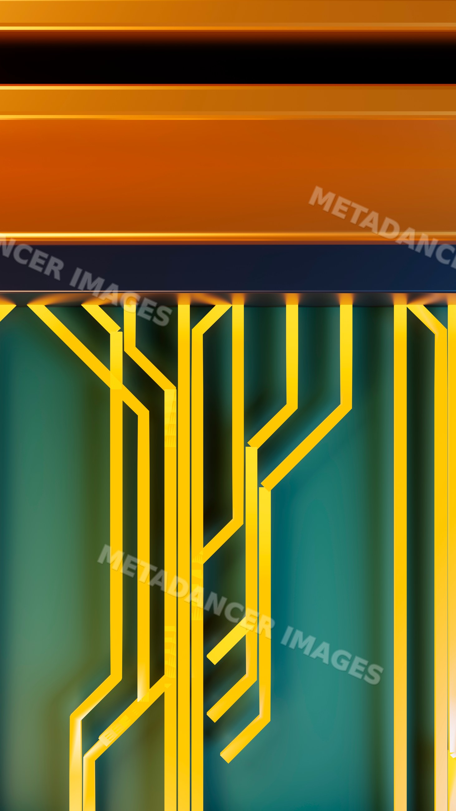 Abstract geometric digital illustration with yellow lines