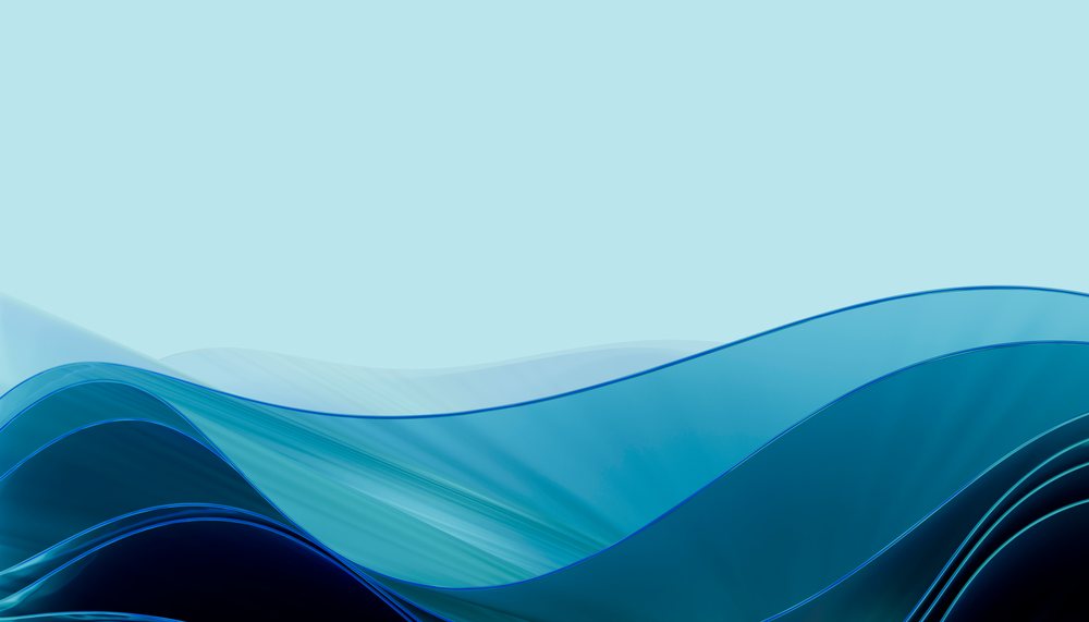 Abstract transparent blue waves with smooth flowing curves