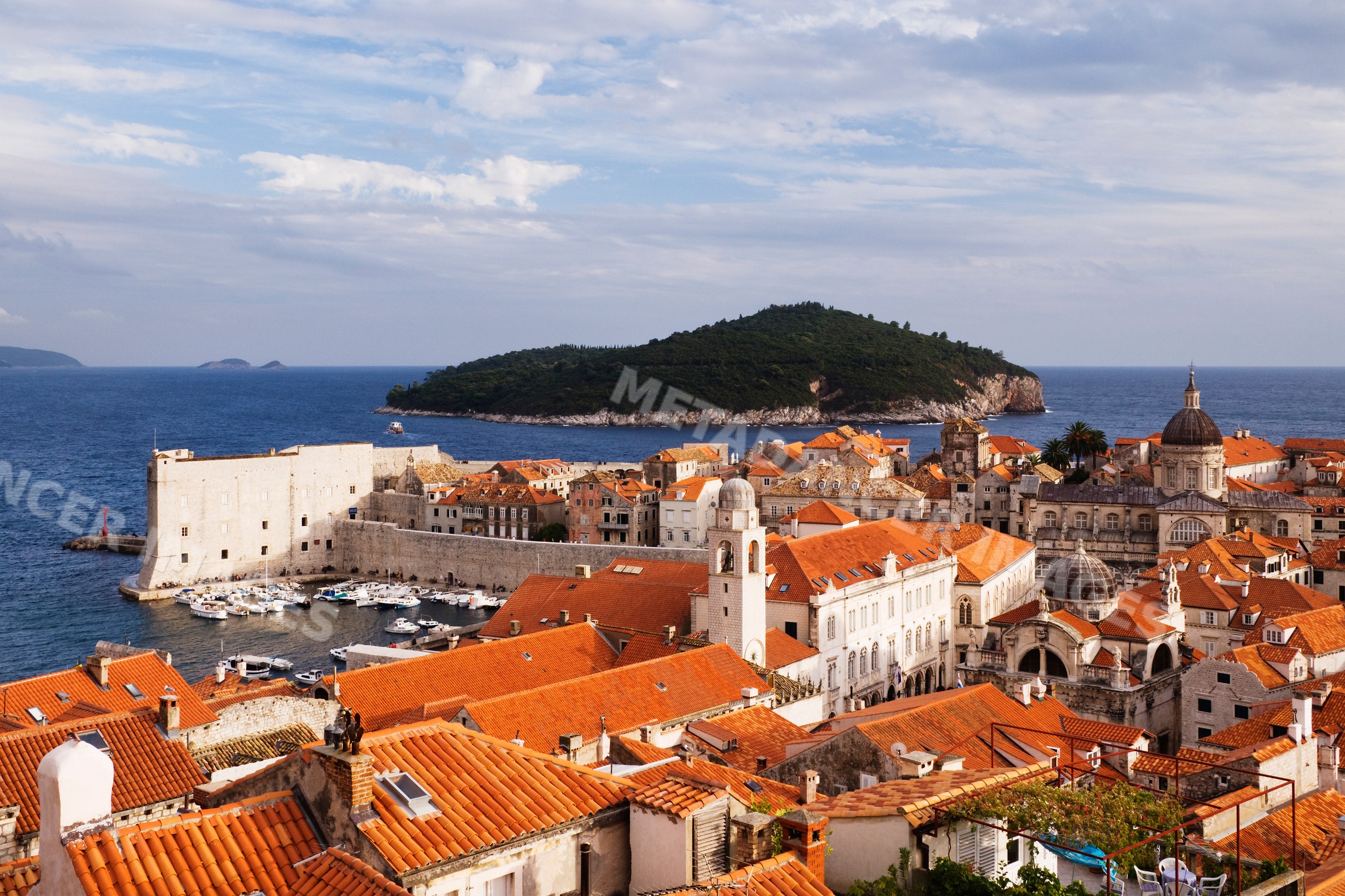 Old city of dubrovnik with lokrum island