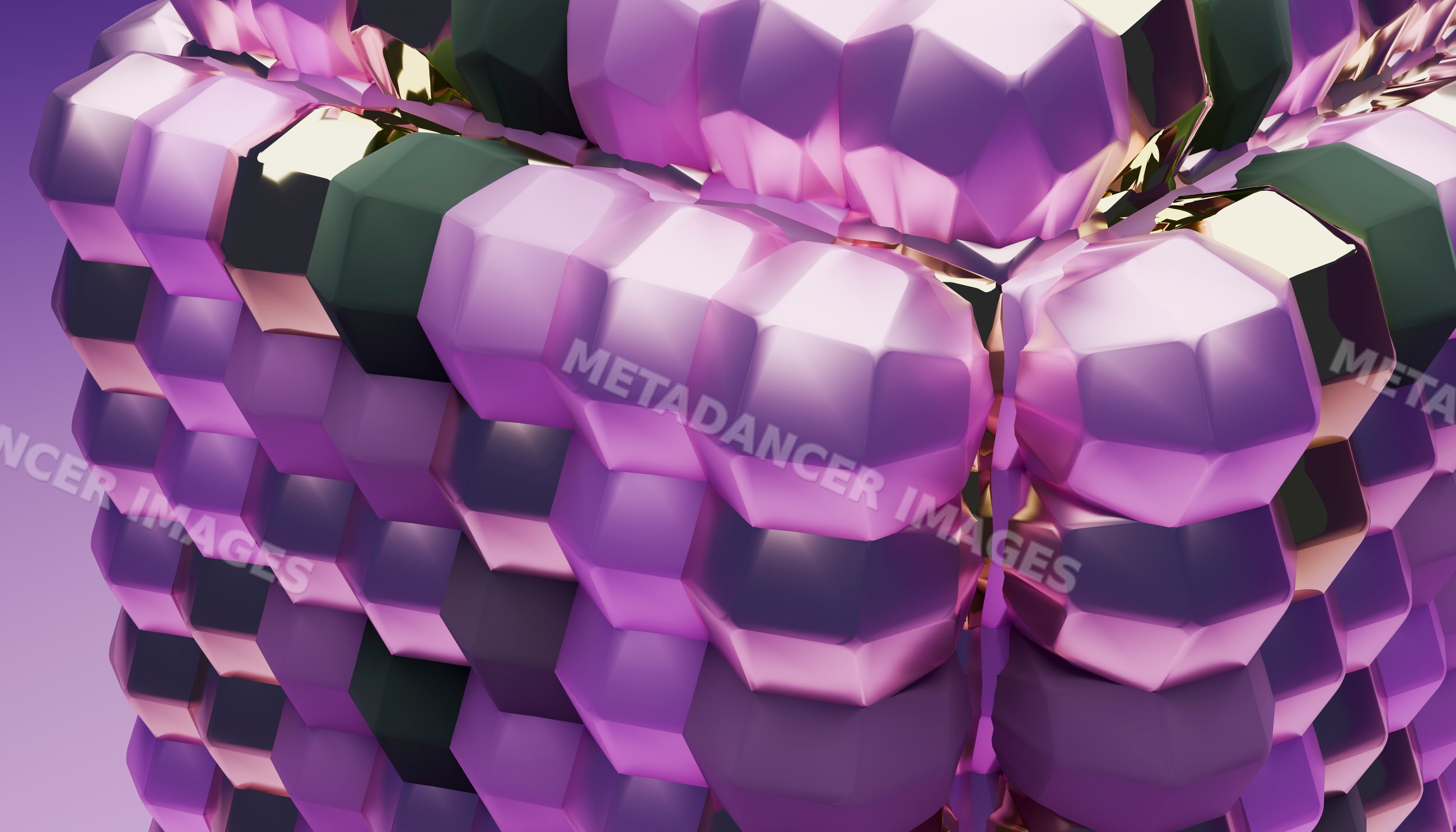 A 3d rendered abstract purple geometric structure with shiny
