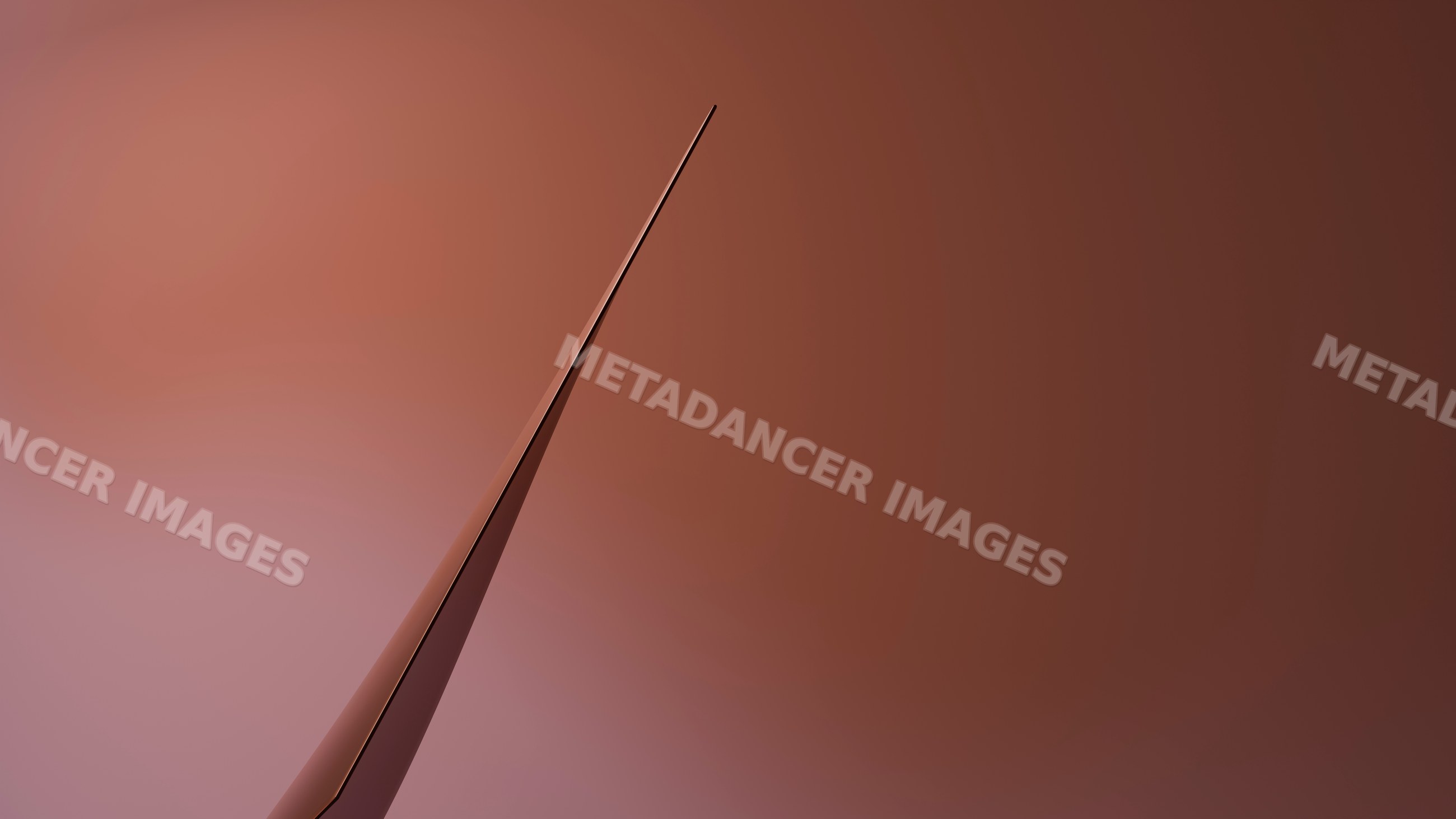 Abstract geometric sharp pointed metallic shape on brown gradient