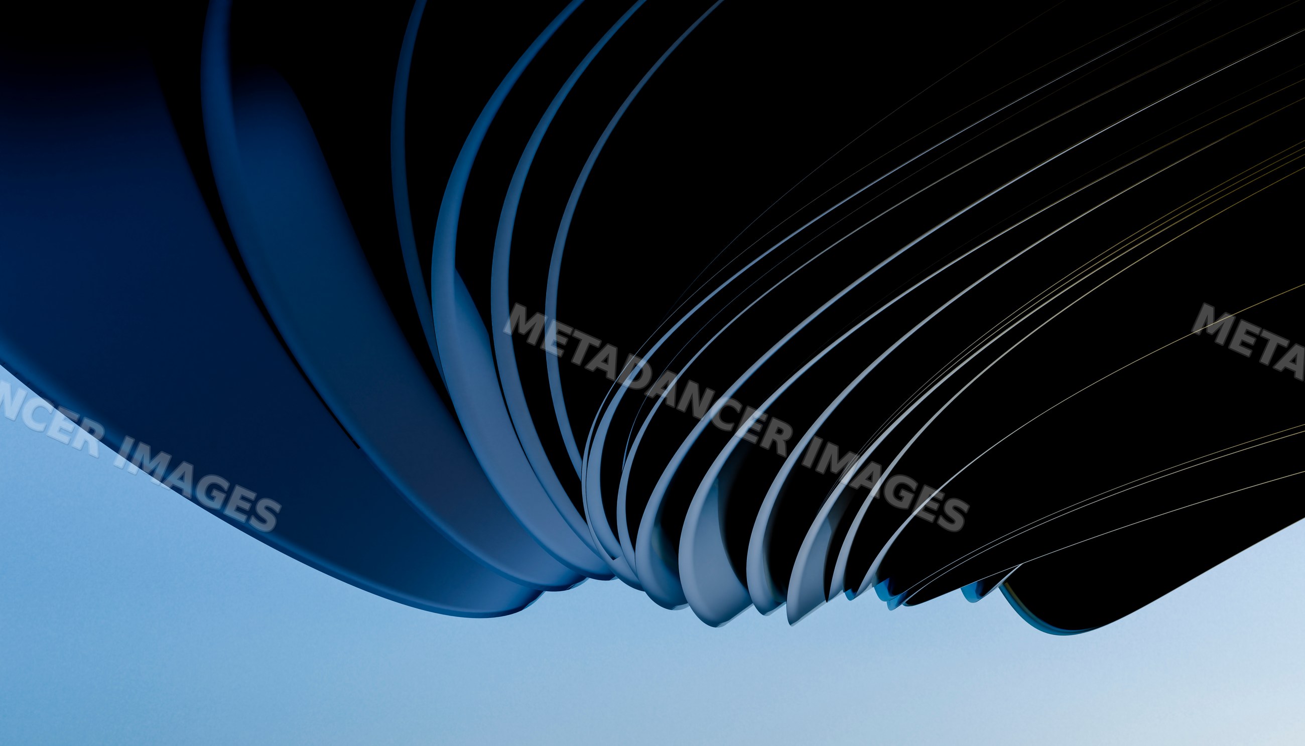 Abstract blue and black curved wave pattern