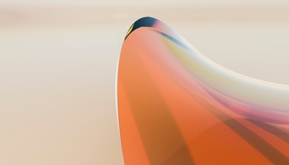 Abstract digital artwork with smooth curved orange shape and soft