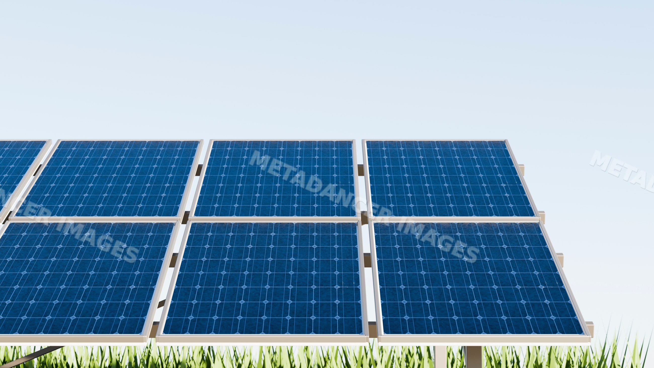 Solar panels generating clean renewable energy outdoors under clear