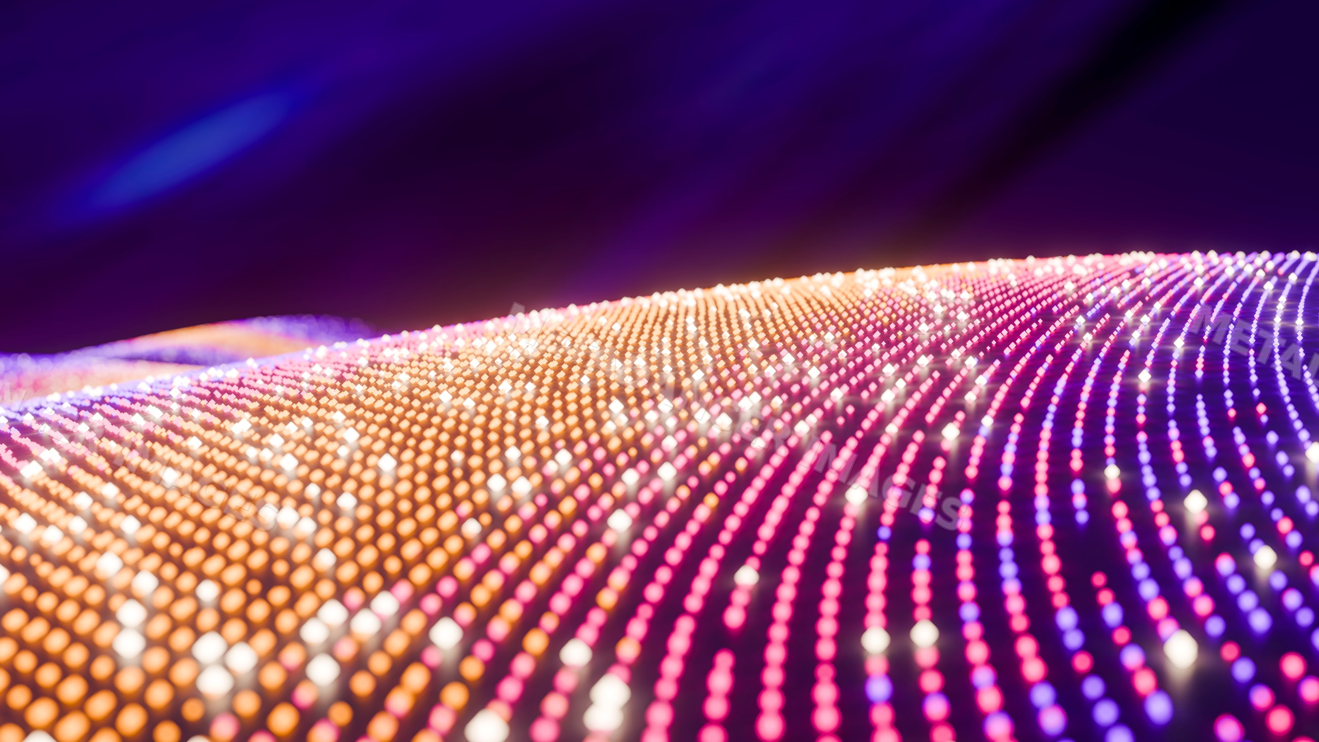 Glowing colorful dots forming digital wave pattern illustration