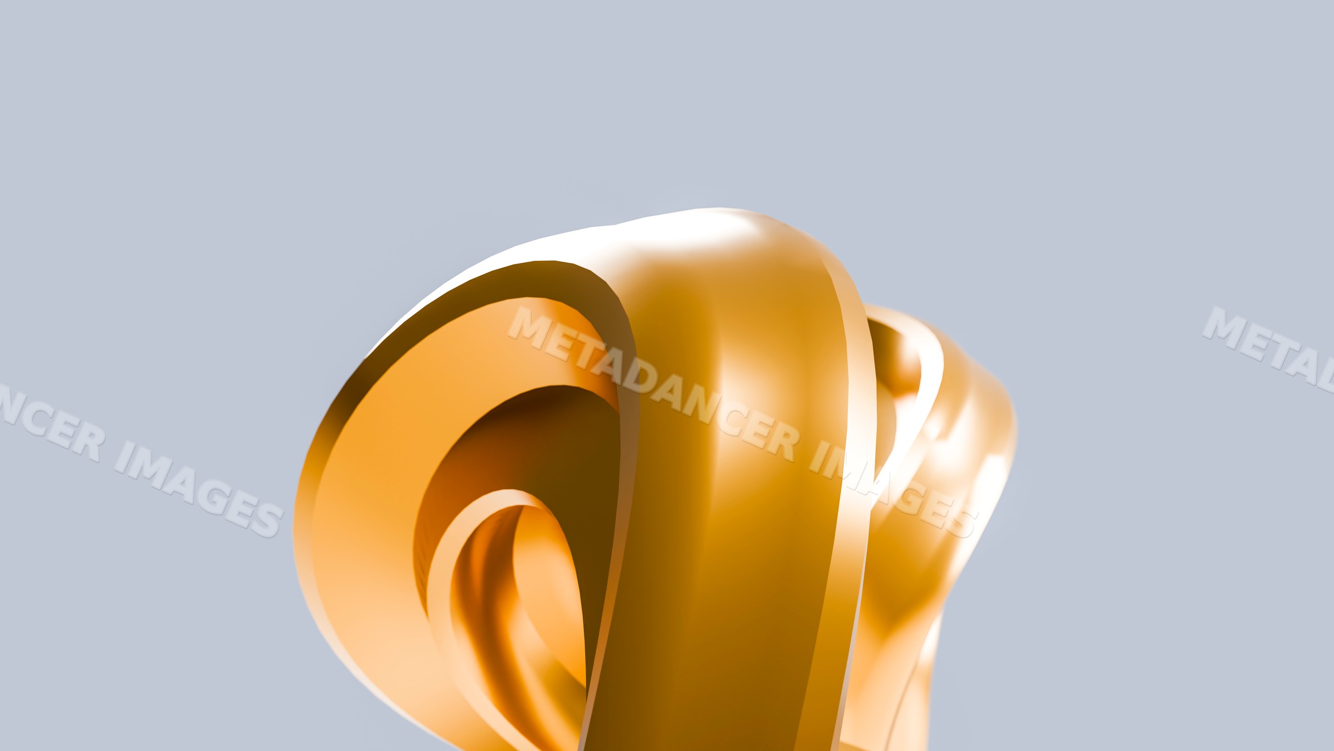 Abstract golden sculpture with smooth curves and polished texture