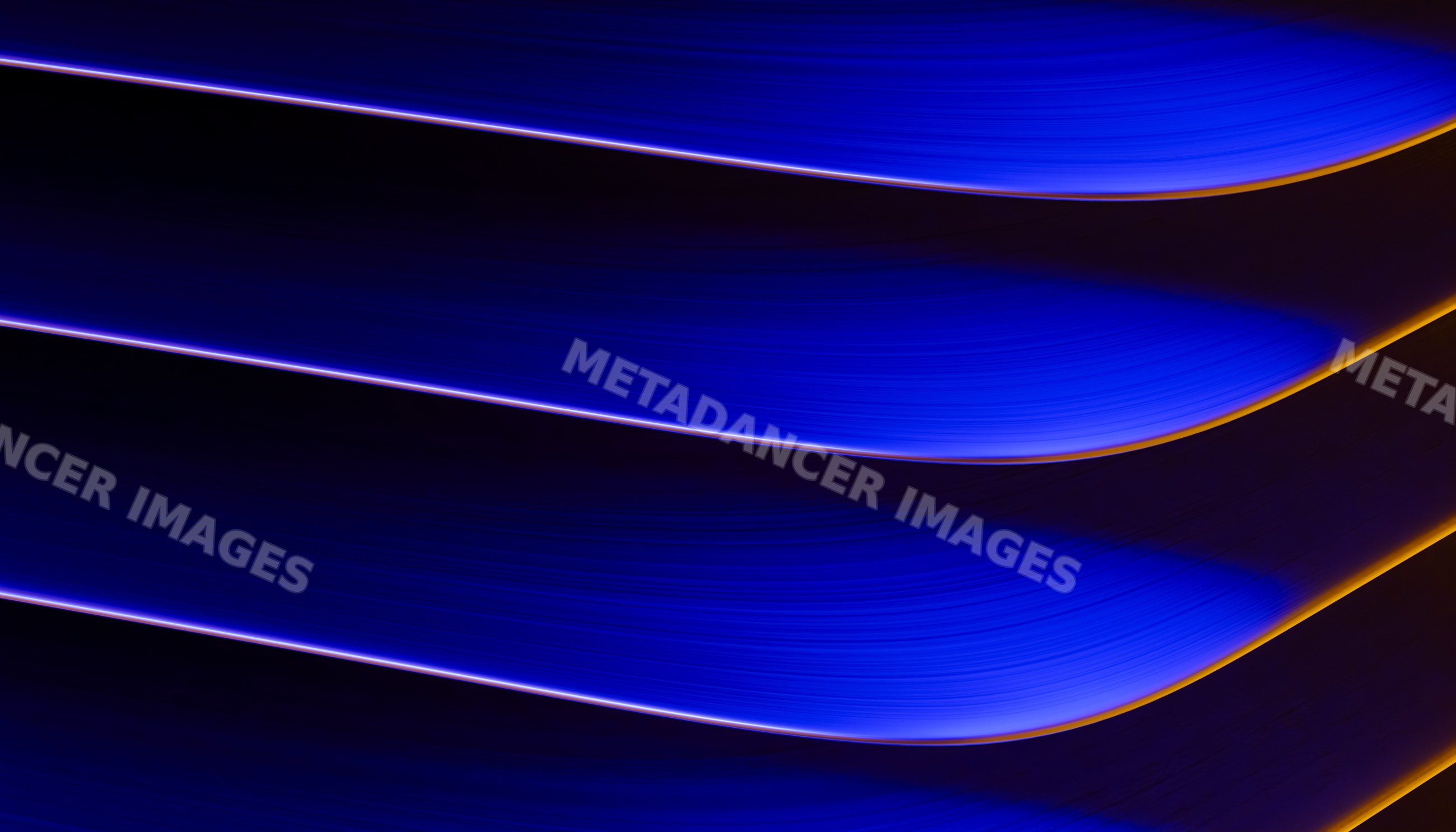 Abstract flowing blue and orange digital curves render