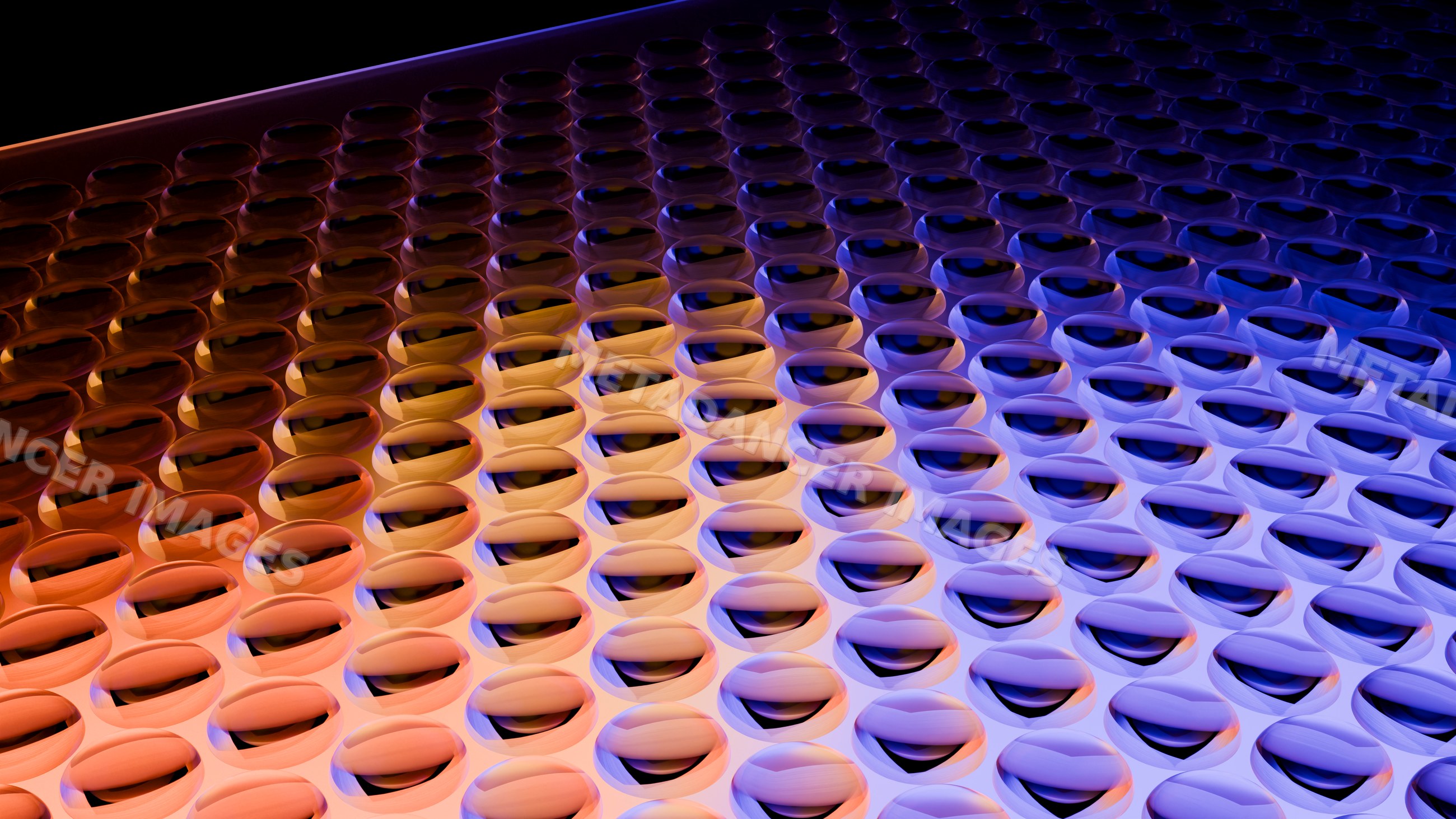 Abstract digital illustration of symmetrical lens array