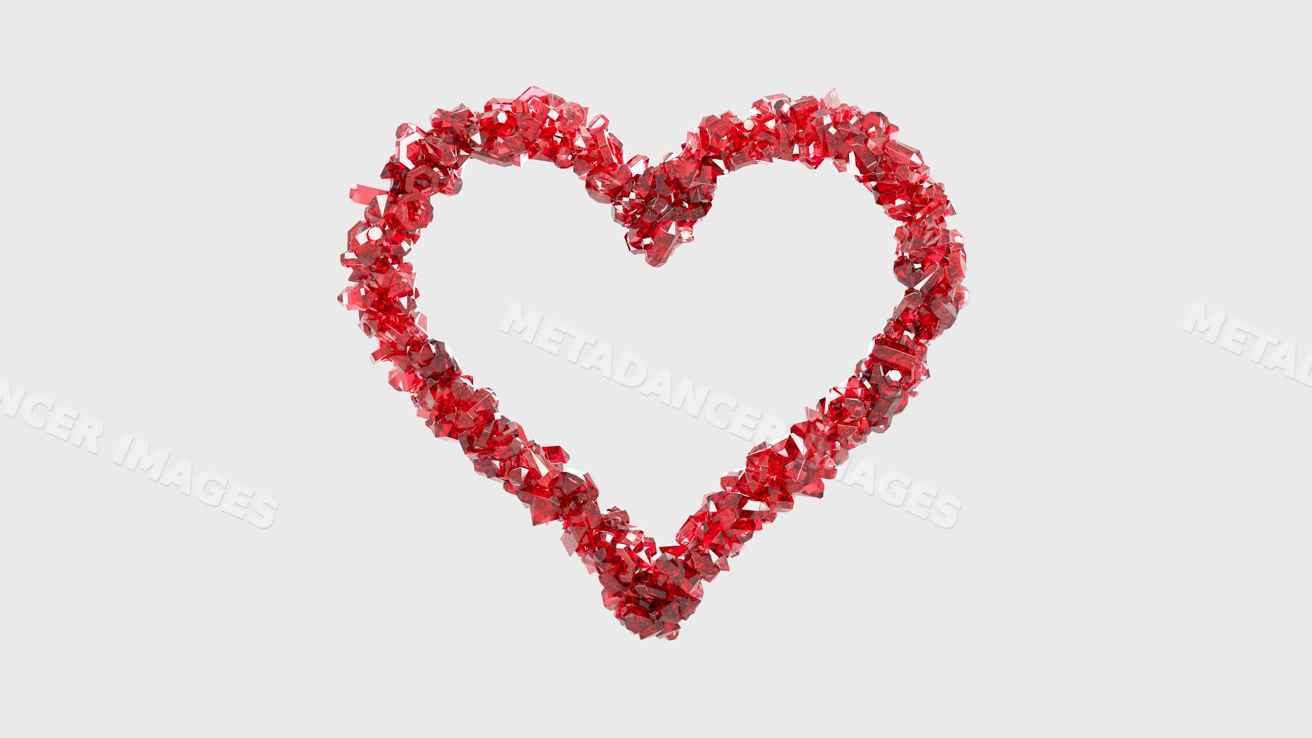 Red crystal heart sculpture 3d illustration