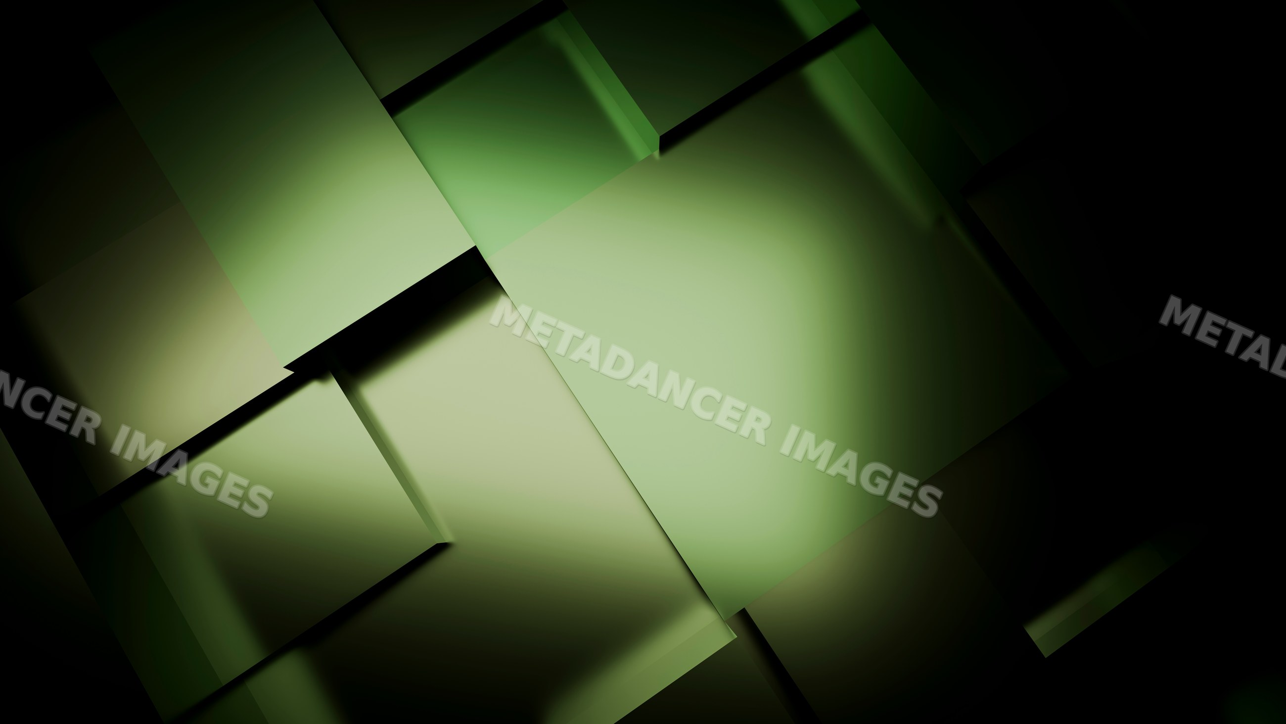 Abstract overlapping green rectangles with gradients and shadows