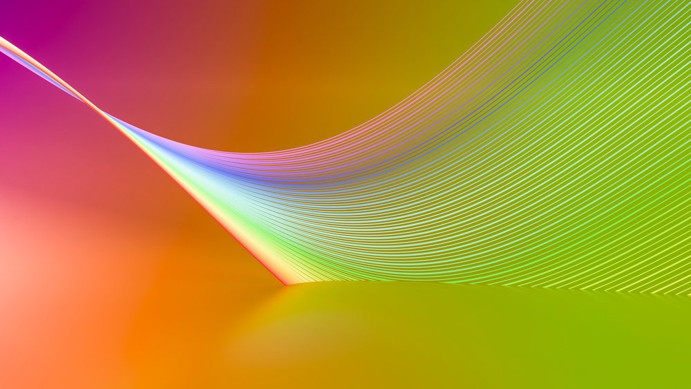 Abstract digital colorful curved lines forming wave pattern