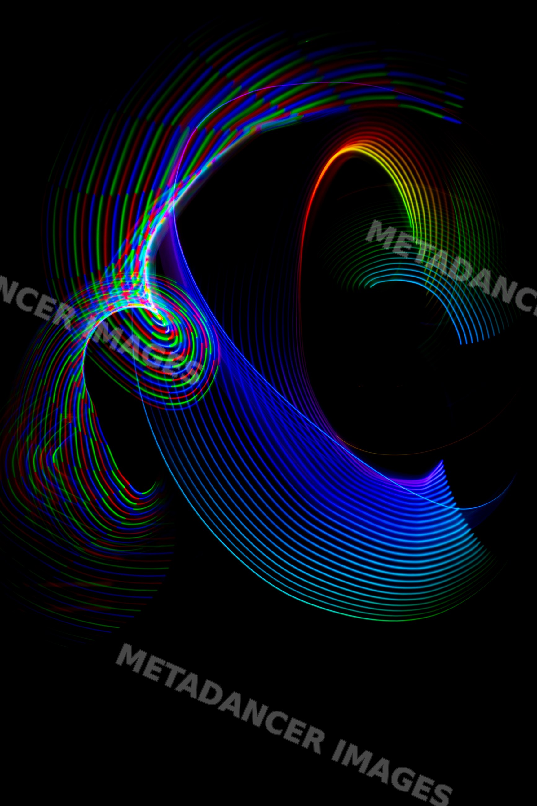 Colorful led light painting with flowing vibrant trails