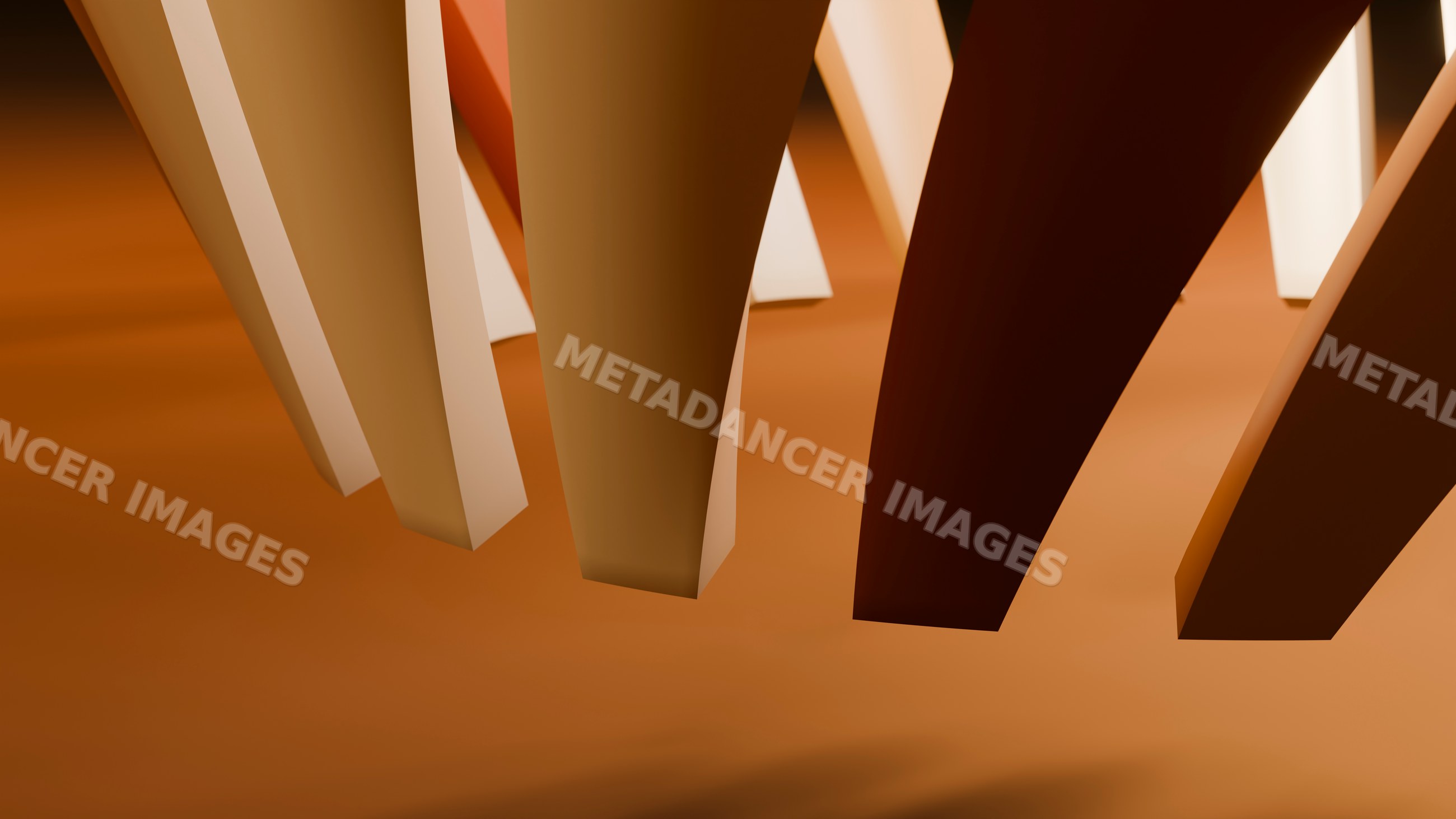 Abstract digital 3d illustration with curved brown shapes