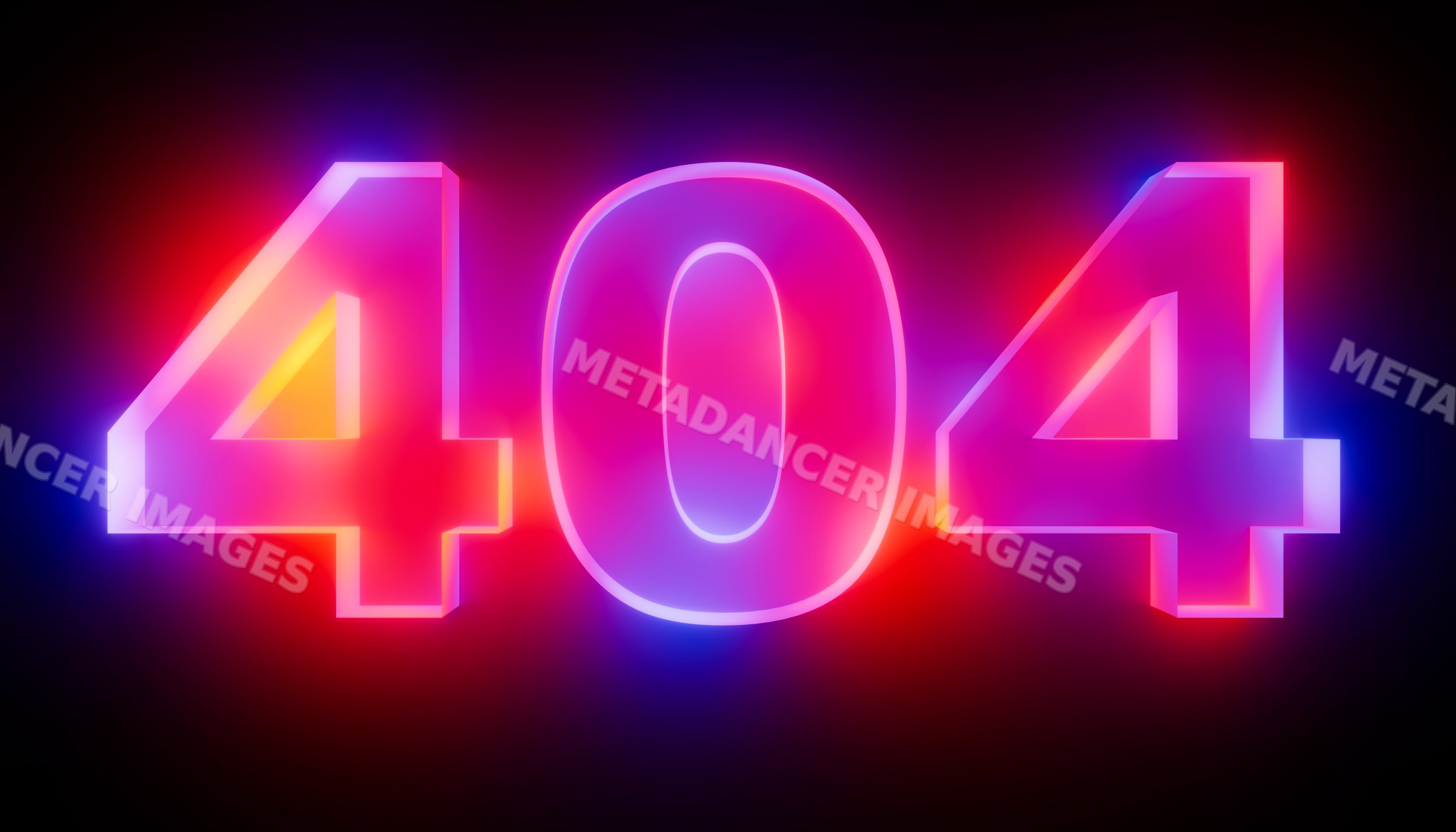 Glowing neon 404 error numbers symbolizing a webpage not found