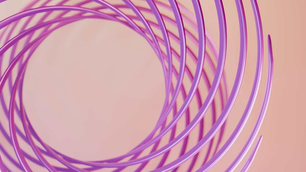 Purple spirals forming abstract geometric 3d digital art