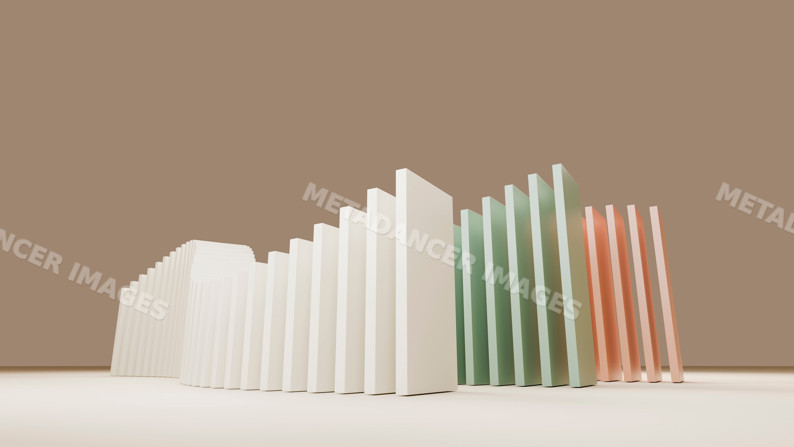 Arranged domino tiles in white, green