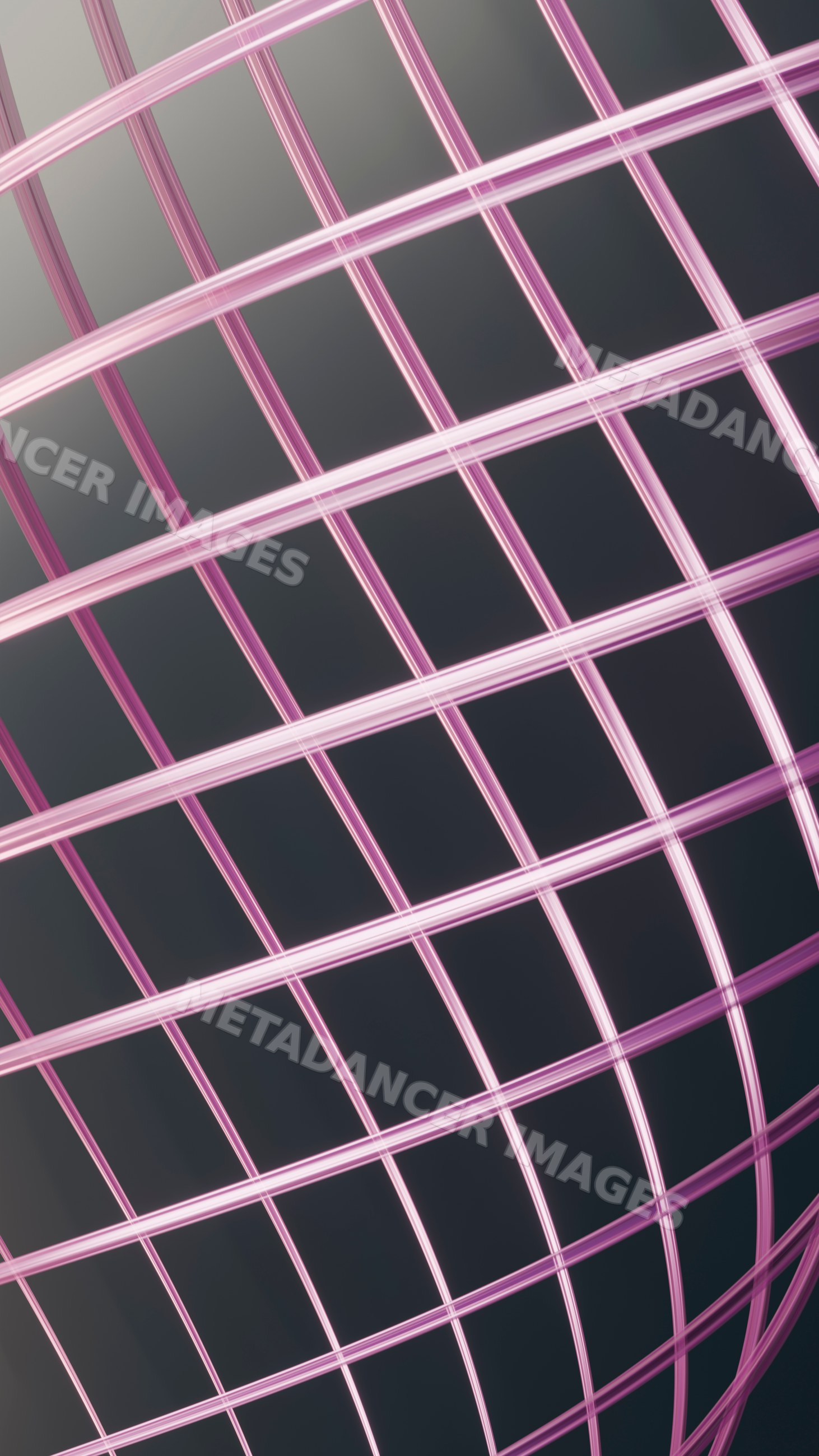 Curved pink glowing 3d grid forming spherical shape abstract design