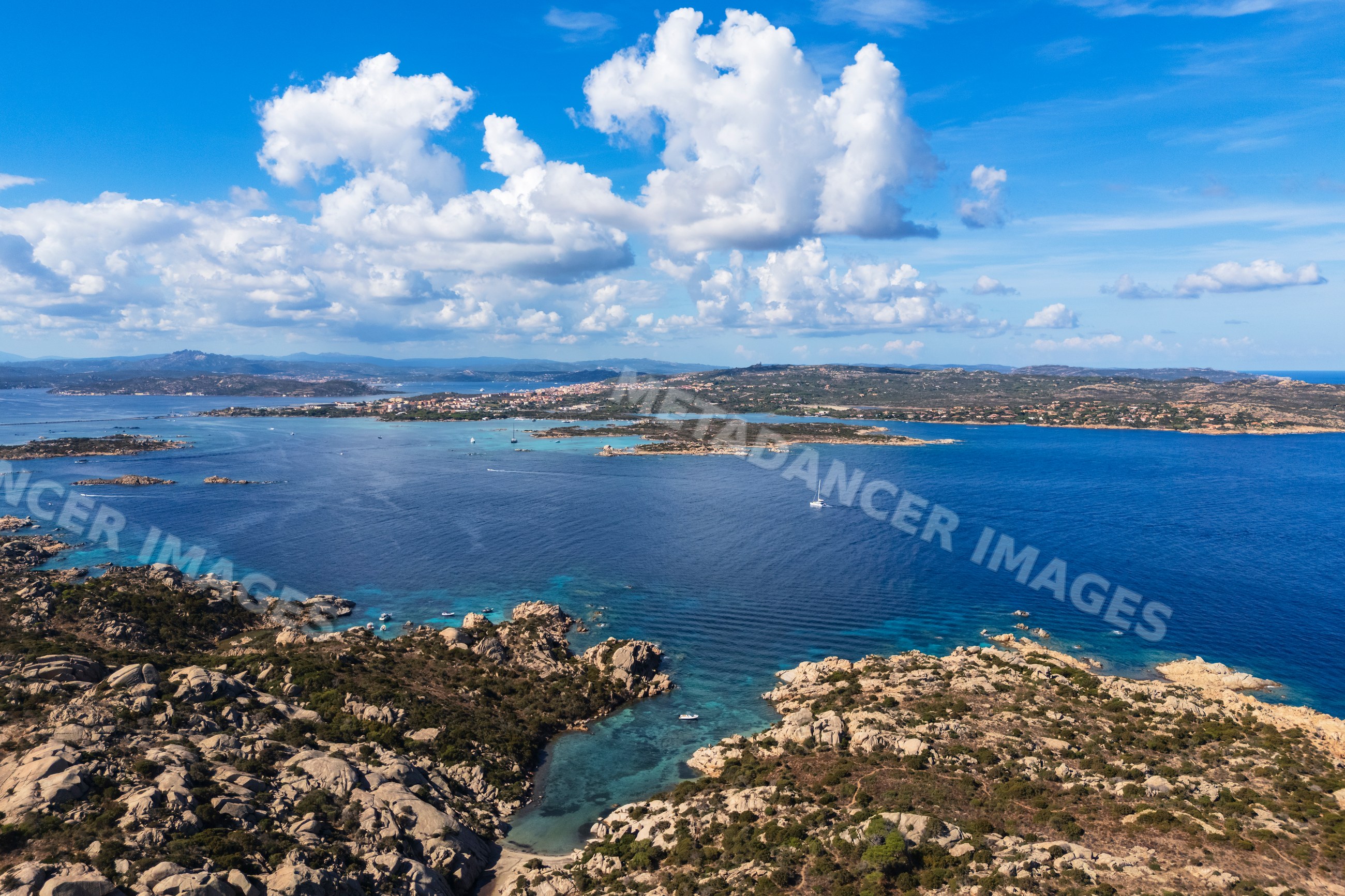 Aerial view of Cala Caprarese rocky coastline