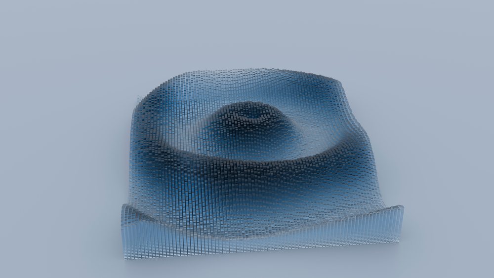3d digital wave grid with blue gradient illustration
