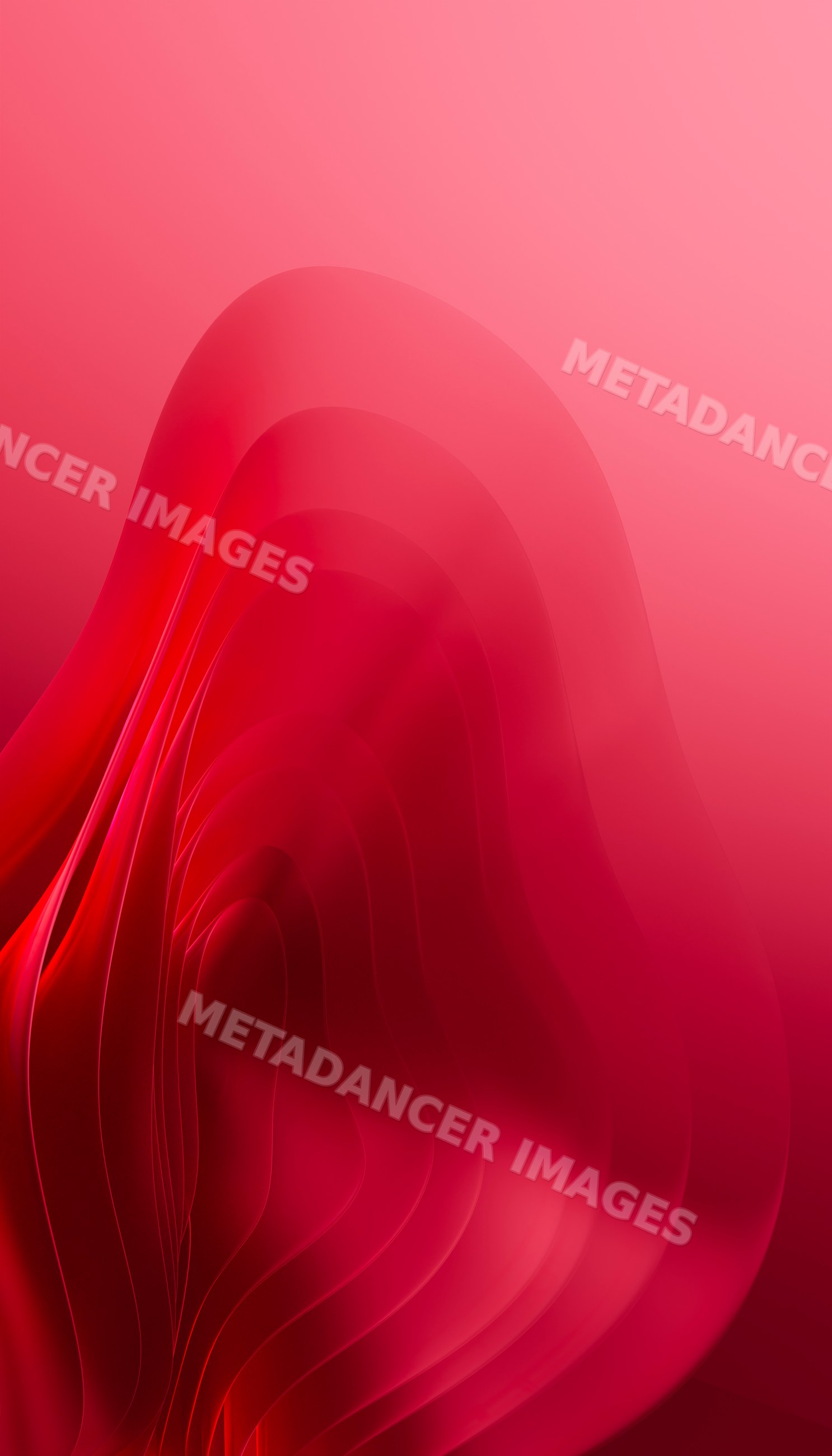 Abstract digital artwork featuring layered and curved red shapes