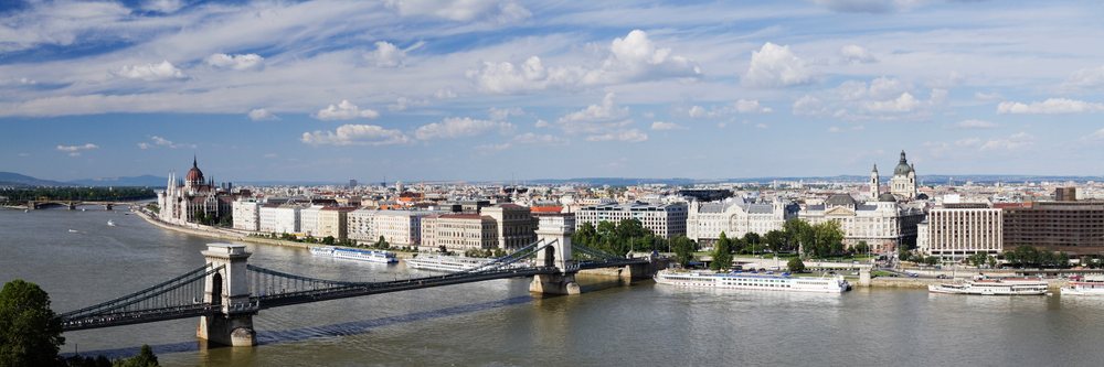 Chain bridge over river danube hungary cityscape