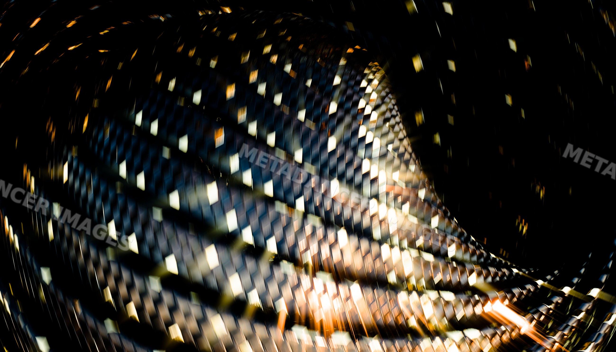 Abstract digital rendering of a twisted woven pattern with metallic