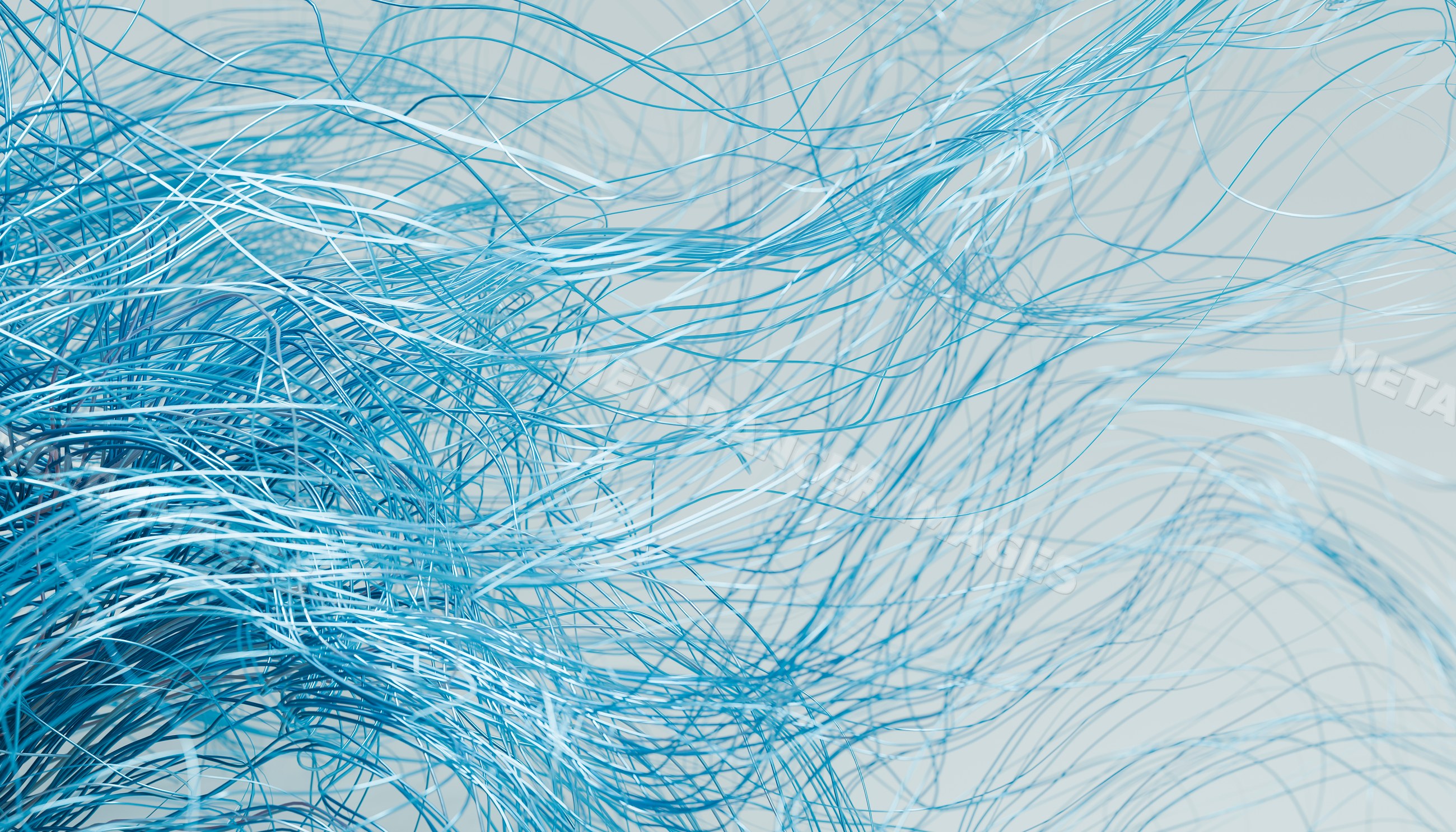 Abstract blue flowing strands forming dynamic pattern