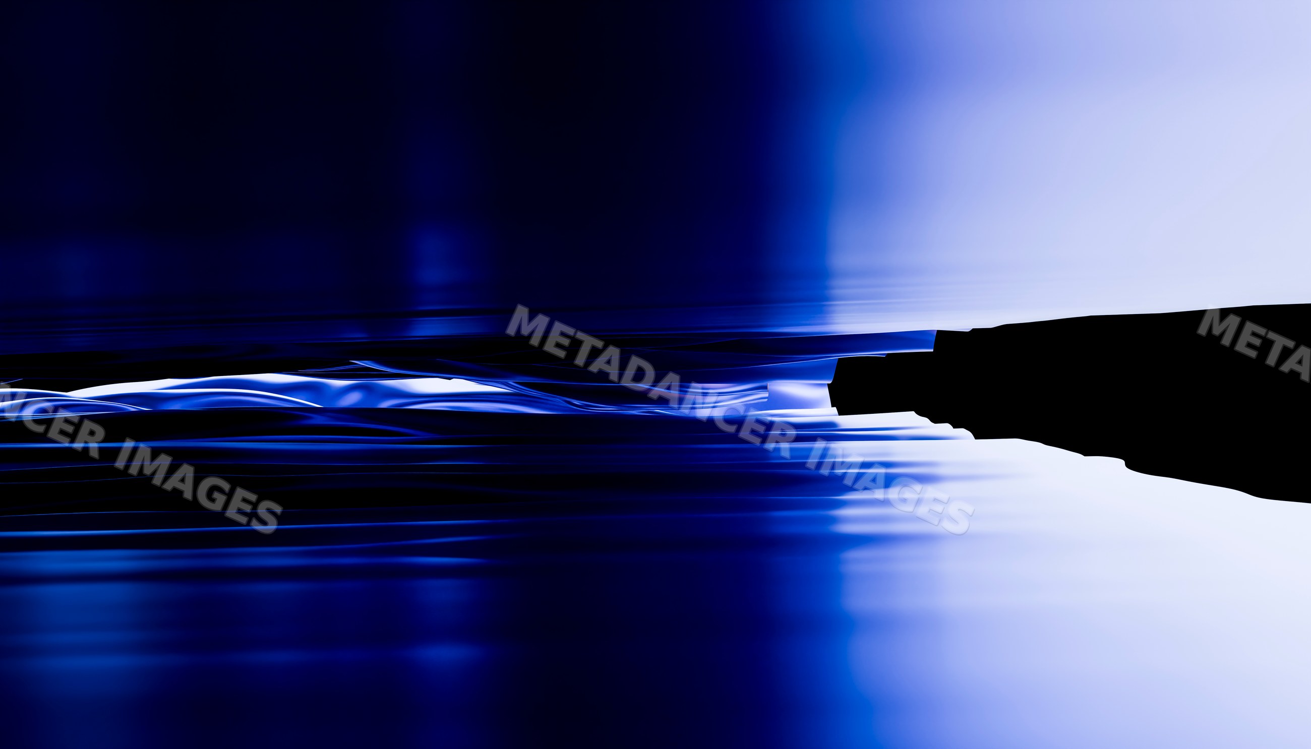 Abstract blue light reflection and wave surface patterns
