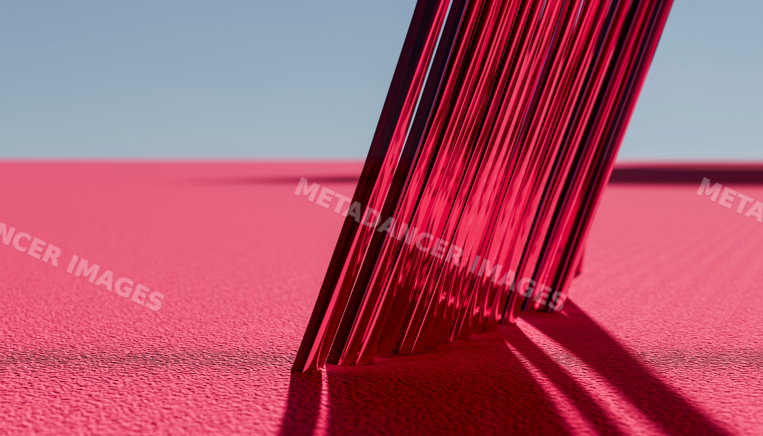 Close-up of pink metallic forks on textured surface with shadows