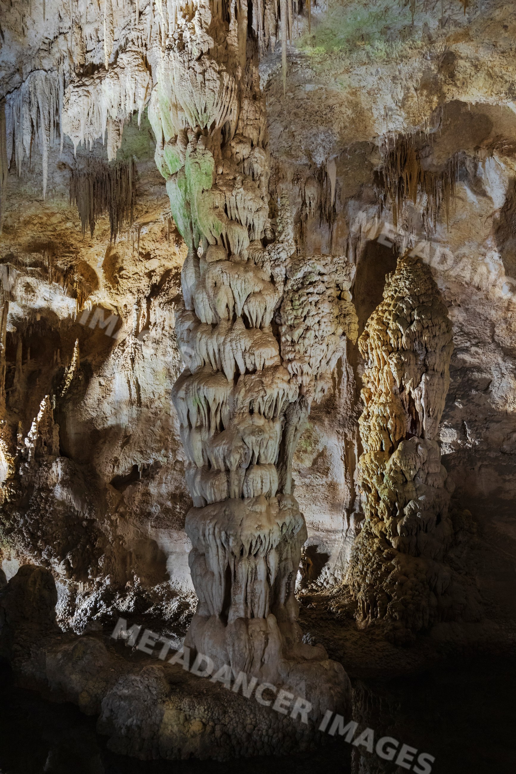 Cave formations of stalactites and stalagmites New Mexico