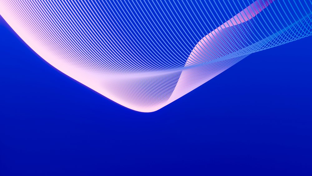 Abstract curved digital wave on vivid blue background