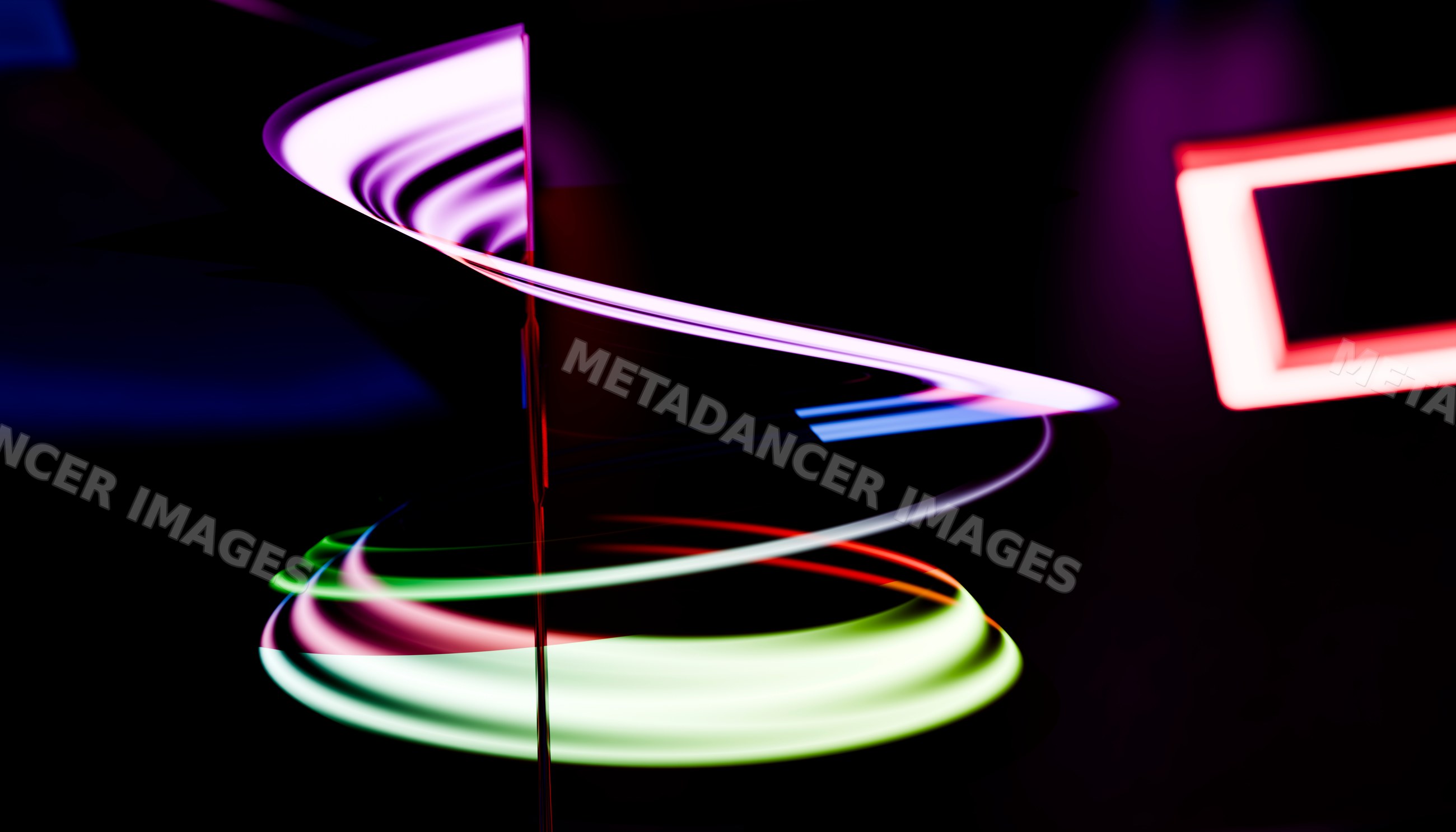 Light trails forming a colorful spiral shape