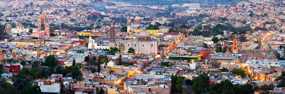 San miguel de allende cityscape with colonial churches mexico