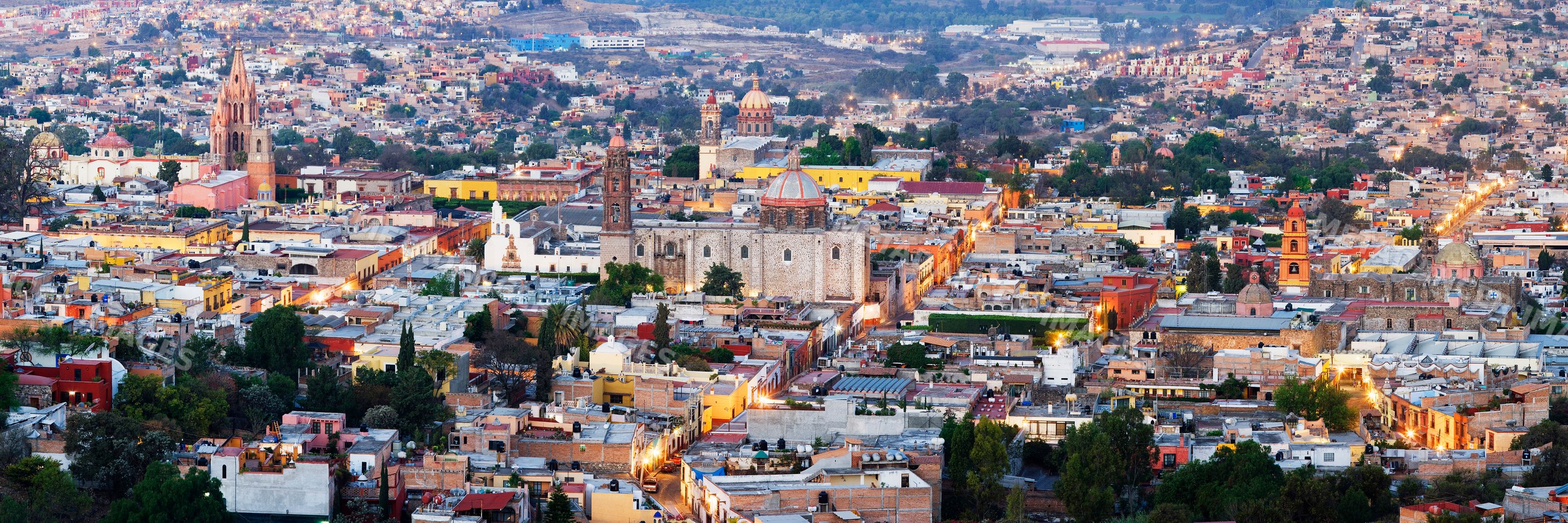 San miguel de allende cityscape with colonial churches mexico