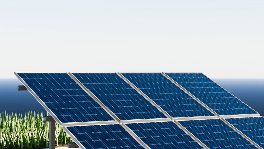 Solar panels capturing sunlight for renewable energy production