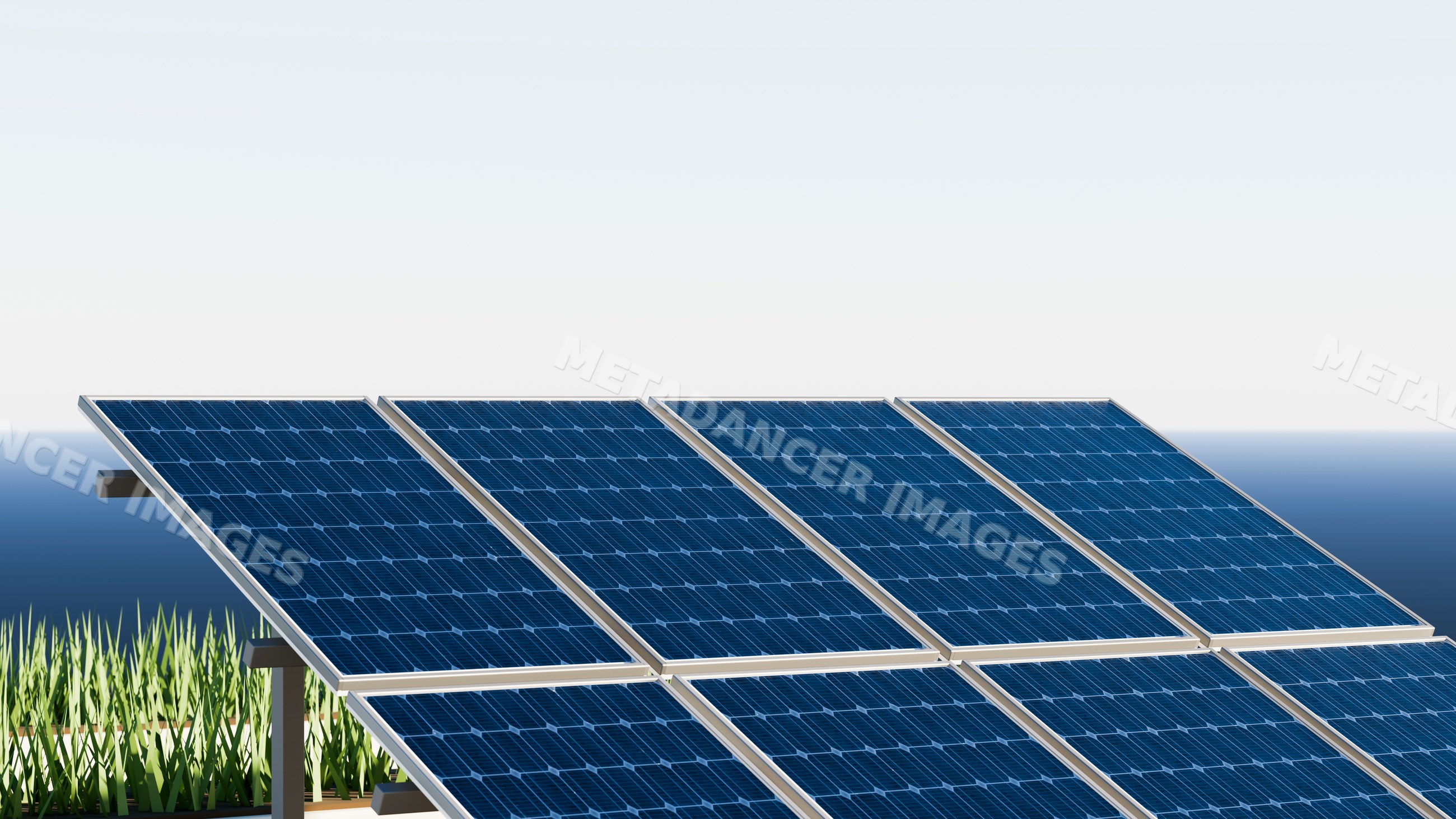 Solar panels capturing sunlight for renewable energy production